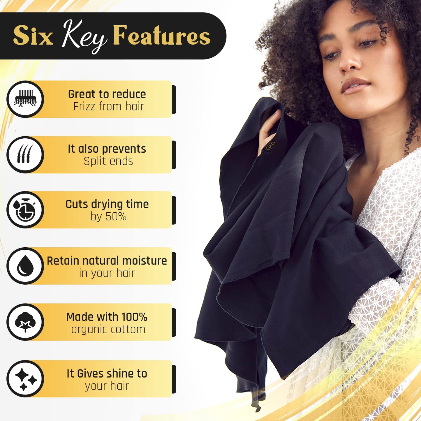 Luxe Organic Cotton t-Shirt Towel for All Hair Types