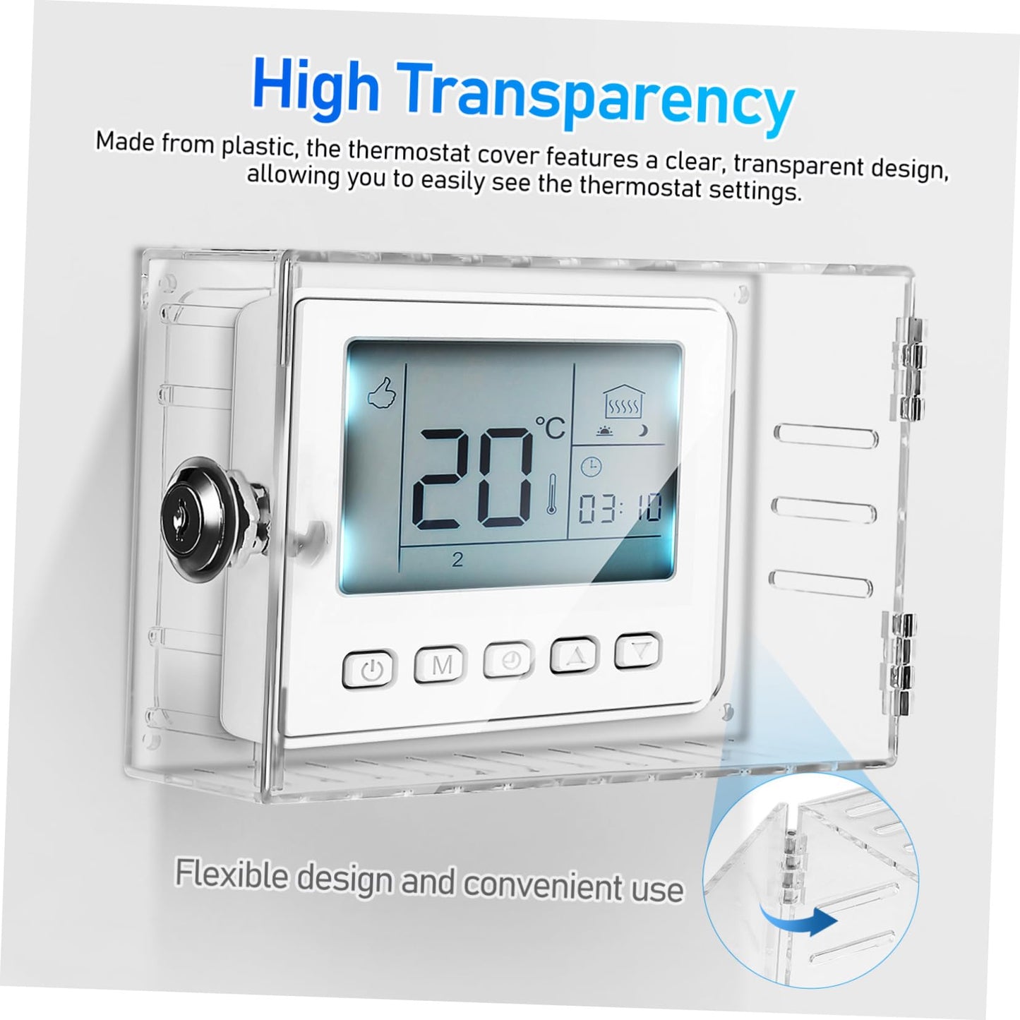 Angoily 3PCS Thermostat Cover with Key, Coverage Door Wall Protector Outdoor Transparent Plastic Nest Thermostat Protectivefor Home