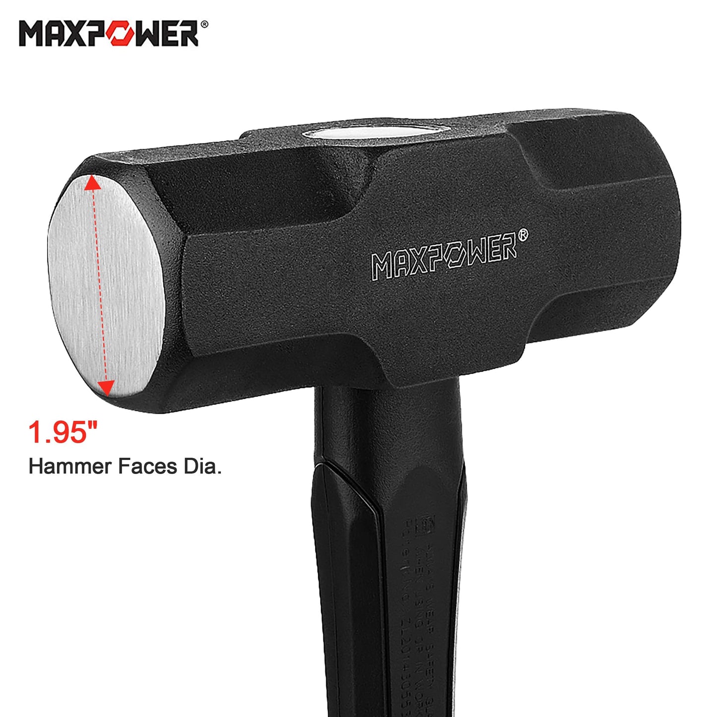 MAXPOWER 4 lb Sledge Hammer, Steel Head, 12-inch Fiberglass Handle Shock-Resistant