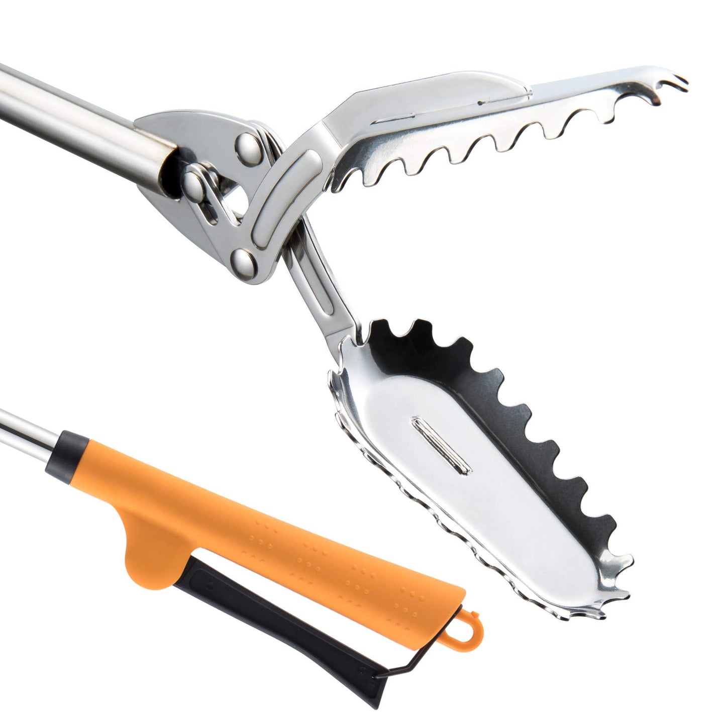 FTH All Stainless Steel Grabber Reacher Pickup Tool Heavy Duty Trash Picker Log BBQ Fireplace pits Snake Tongs… (40 inch)
