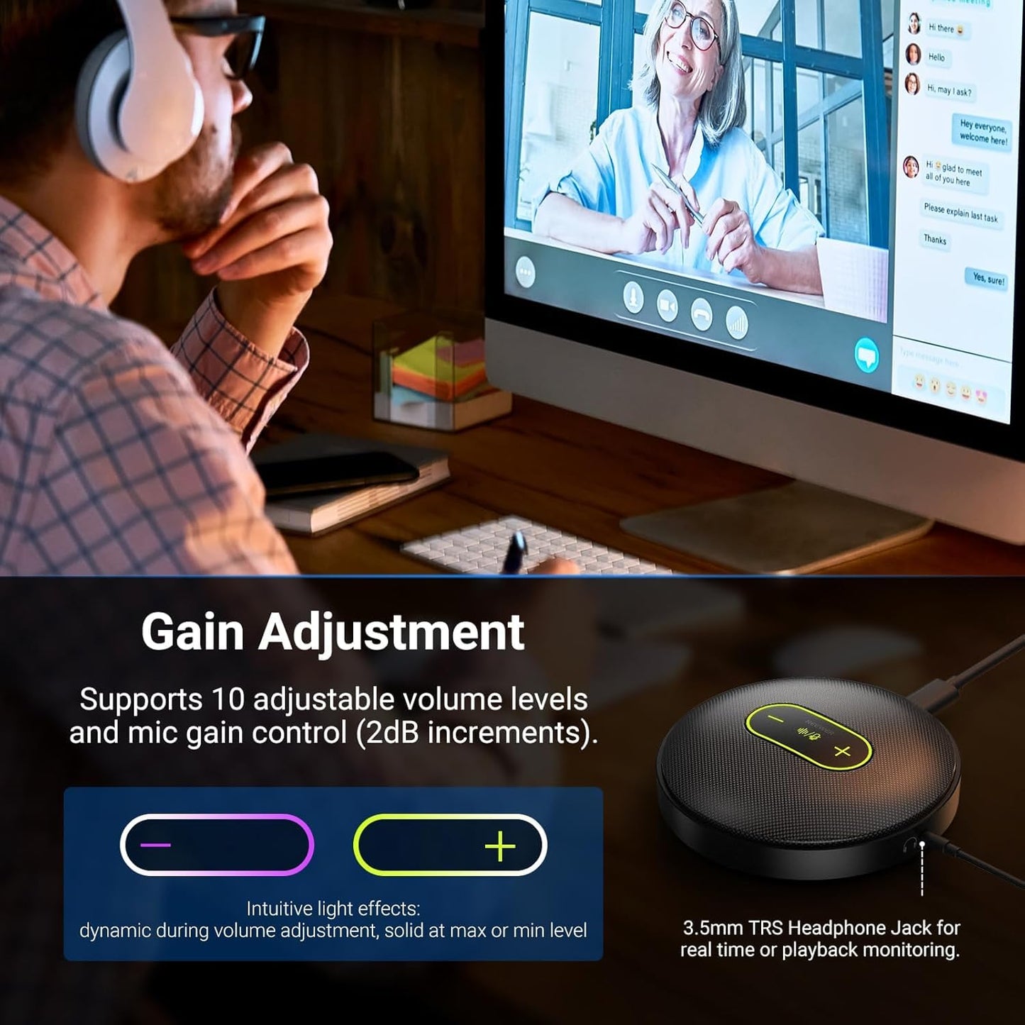 NEEWER UM04 USB Microphone, AI Cancelling Desktop Omnidirectional Condenser Mic with 48KHz/24Bit Mute for Online Meeting Recording Skype Teaching Windows Computer Laptop PC Mac Phone (Not Speaker)