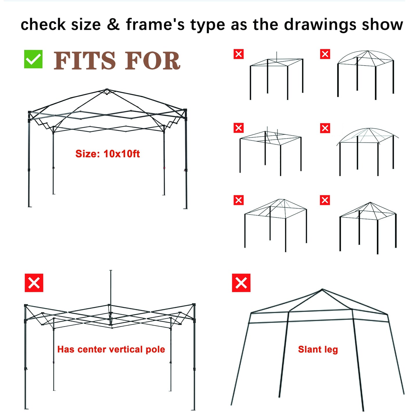 SCOCANOPY Replacement Top with Air Vent for 10x10 Canopy Frame, Canopy Cover ONLY, (Red)