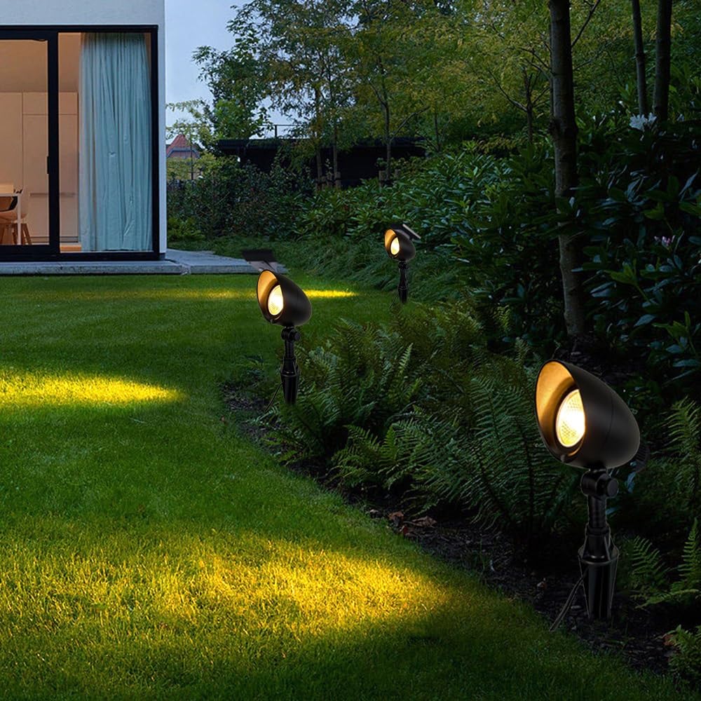 Leelands Low Voltage Landscape Lighting Fixture,Cast Aluminum 12V Landscape Spotlights 8W for LED Spot Lights Outdoor Tree Uplights Garden Yard Lights Water Resistant Black Finish Warm White Pack of 2