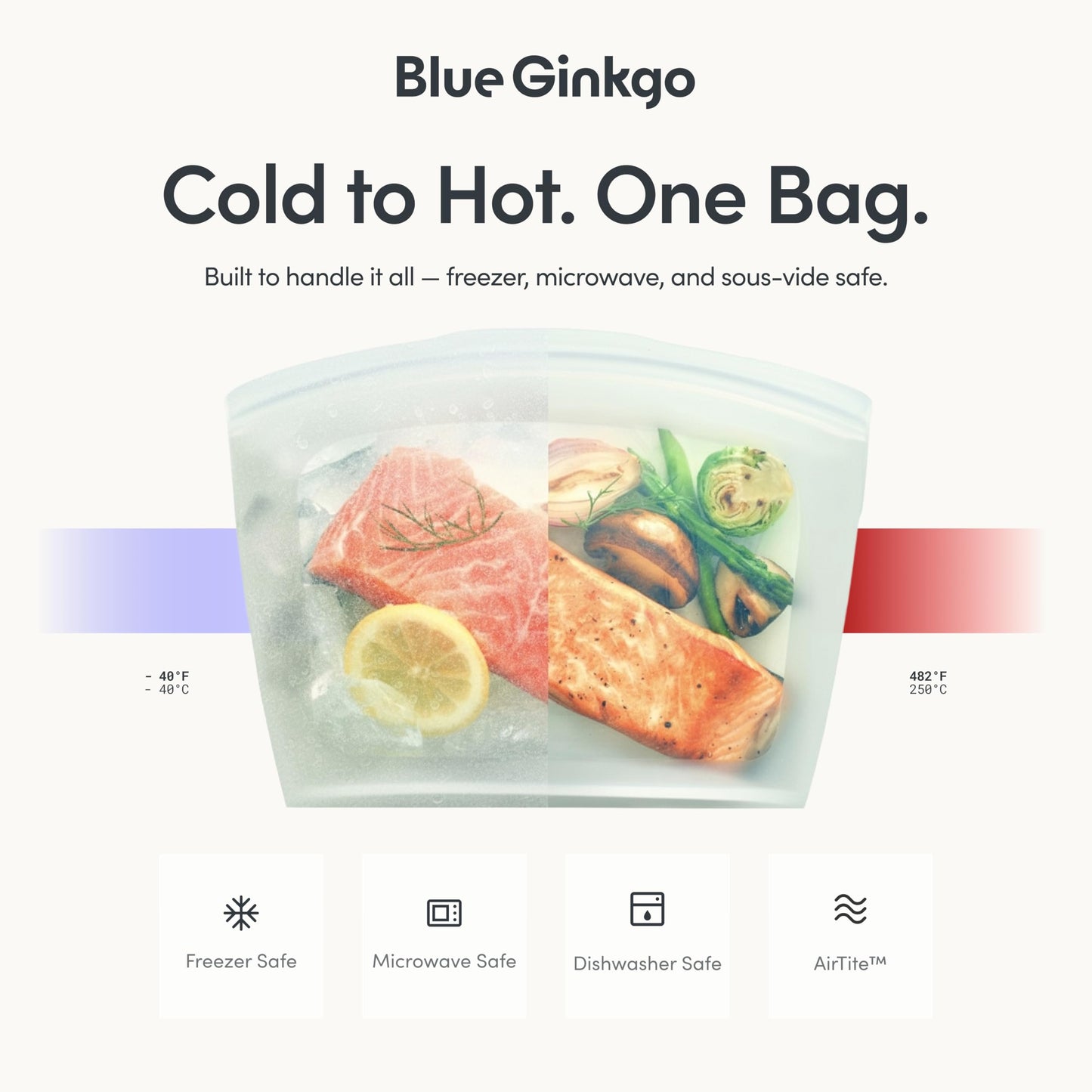Blue Ginkgo Reusable Silicone Storage Bags – 4-Pack | Korean-Made Stand Up Food, Freezer Bags - Lavender