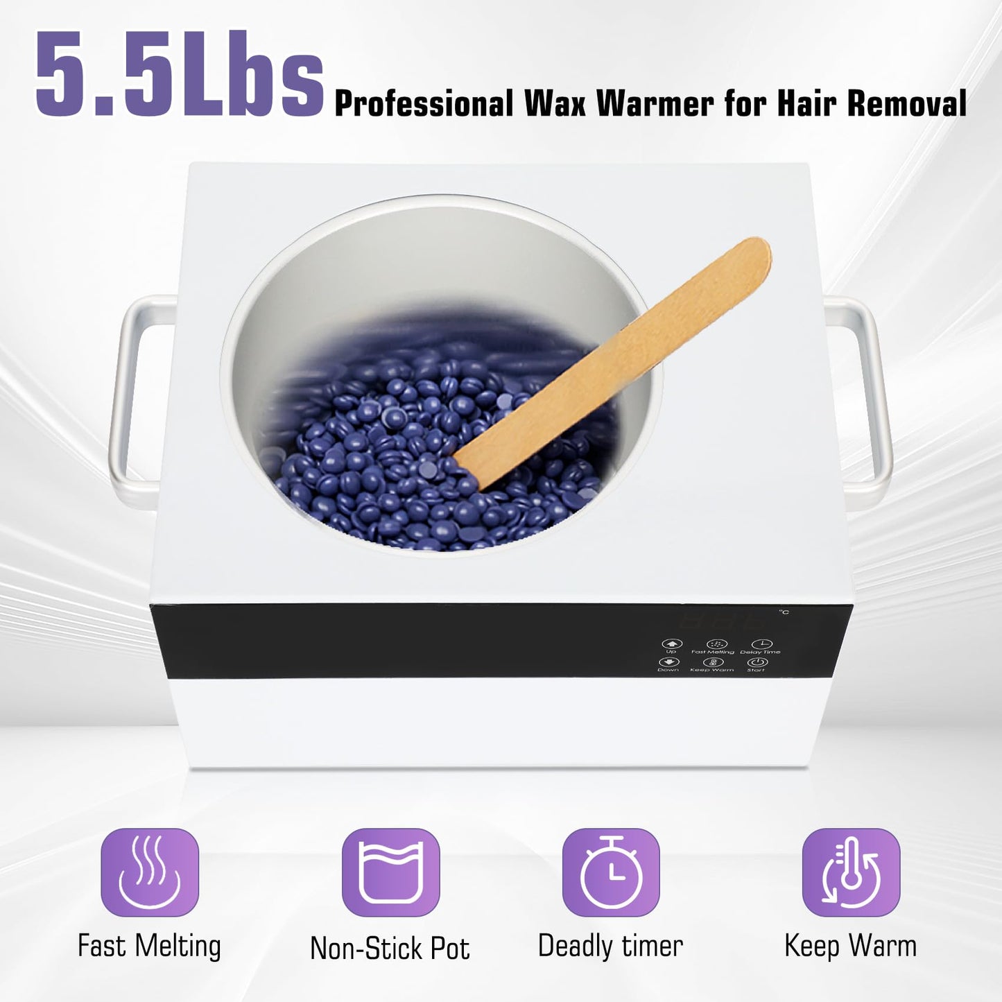 5.5lb Wax Pot for Hair Removal,Professional Wax Warmer with Adjustable Temperature 0-135℃(32-275℉) for Spa Salon Beauty Esthetician Home,Large Wax Pot Used for Face, Legs and Body