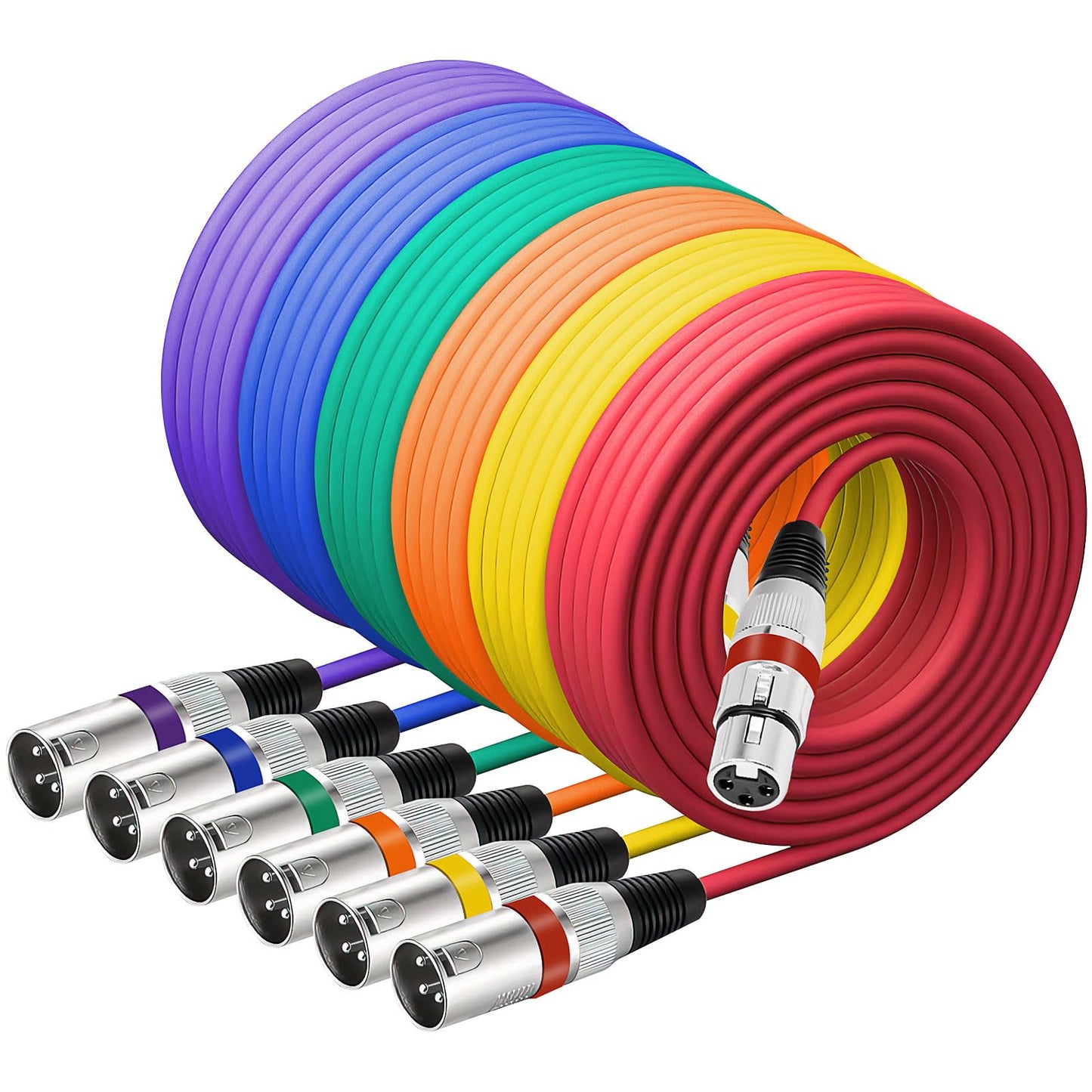 6 Pack XLR Cable 6 ft 3 Pins Balanced XLR Microphone Cable Male to Female Suitable for Audio Mixer, Speaker Systems, Radio Station