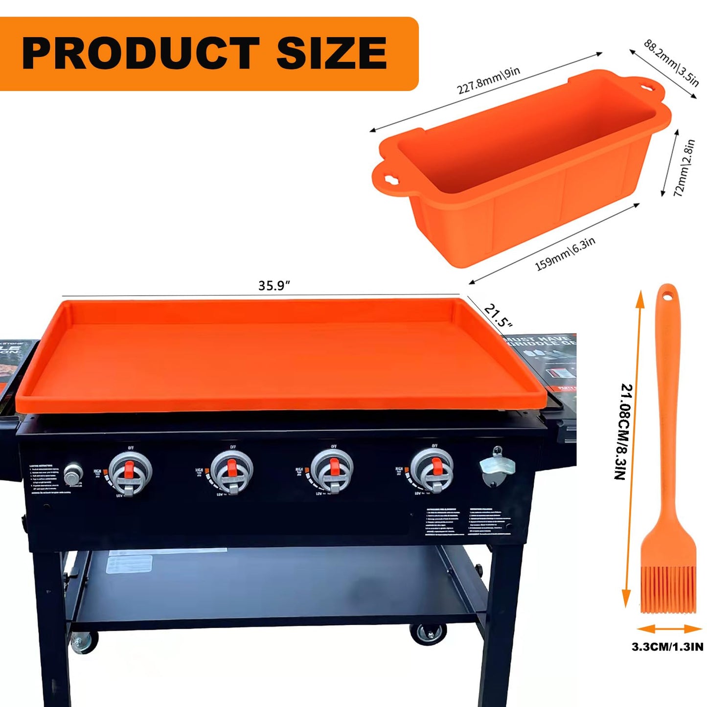 36 Inch Silicone Griddle Cover Mat Kit for Blackstone Grill/Blackstone Griddle Accessories, a Silicone Grease Liner, Heavy Duty Food Grade BBQ Accessories Mat for All Season Outdoor Protector