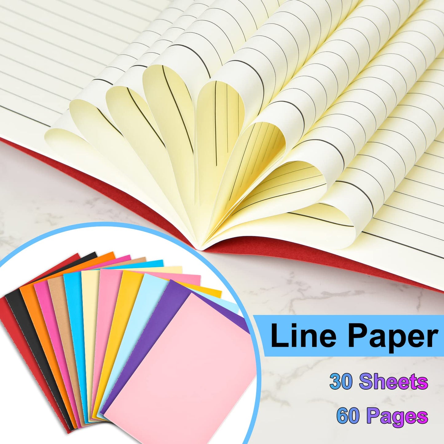 Coopay 48 Pack Colorful Notebooks Journals Bulk A5 Size Lined Travel Set Subject Notepad Planner Writing Sketchbook Memo Diary for Kids, Travelers, Students and Office, 8.3 x 5.5 Inches, 60 Pages