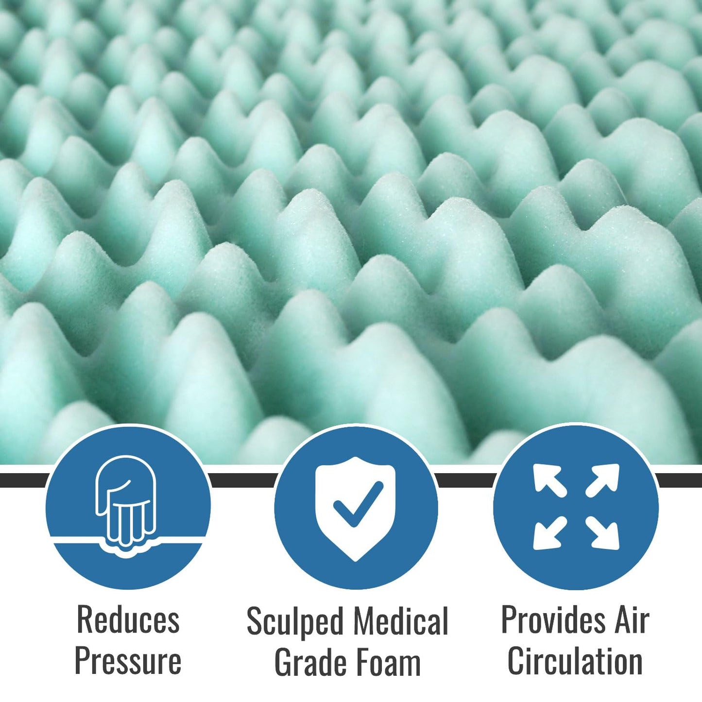 DMI Foam Mattress Topper, Egg Crate Foam Pad, Mattress Pad and Bed Topper for Support, Air Circulation, Pressure Relief and Weight Distribution, Hospital Size Mattress, 33 x 72 x 3