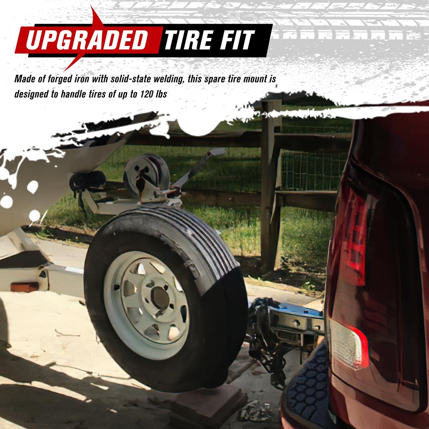 FieryRed Bolt On Spare Tire Bracket Carrier Mount, for Trailer Tounges and Boat Trailers, Fits 4 and 5 Lug Wheels with Various Bolt Patterns