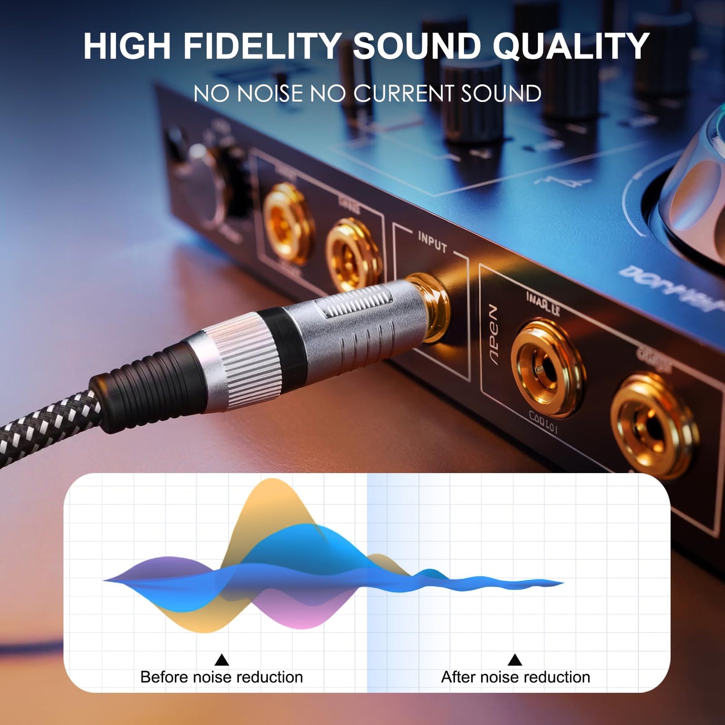KINXIYU XLR Male to 1/4 Inch TRS Cable 30 FT, Nylong Braided XLR 3 Pin Male to Quarter inch 6.35mm TRS Balanced Interconnect Wire Mic Cord (Pure Copper Conductors)