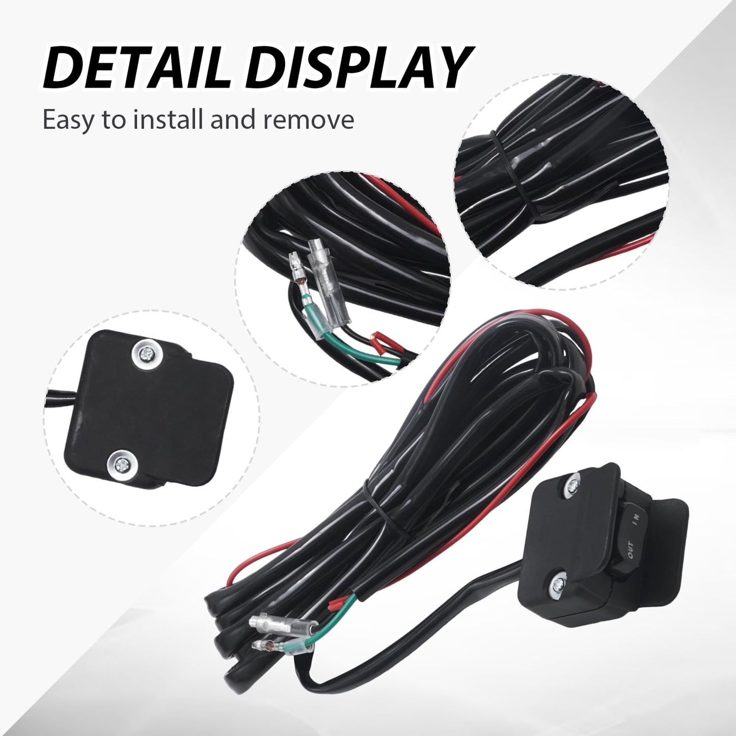 Vkinman 12V 250A ATV Winch Solenoid Relay Contactor with Winch Rocker Thumb Switch, Mounting Brackets, Protectors for ATV UTV Replaces 63070, 62135, 74900, 2875714