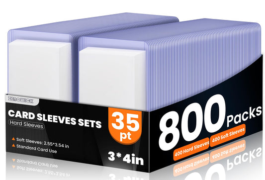 800 Packs Card Sleeves Hard, Top Loaders for Cards 3" x 4" Card Protectors Plastic, Card Top Loaders Fit for Hockey, Baseball, Football Cards (400 Hard + 400 Soft Sleeves)