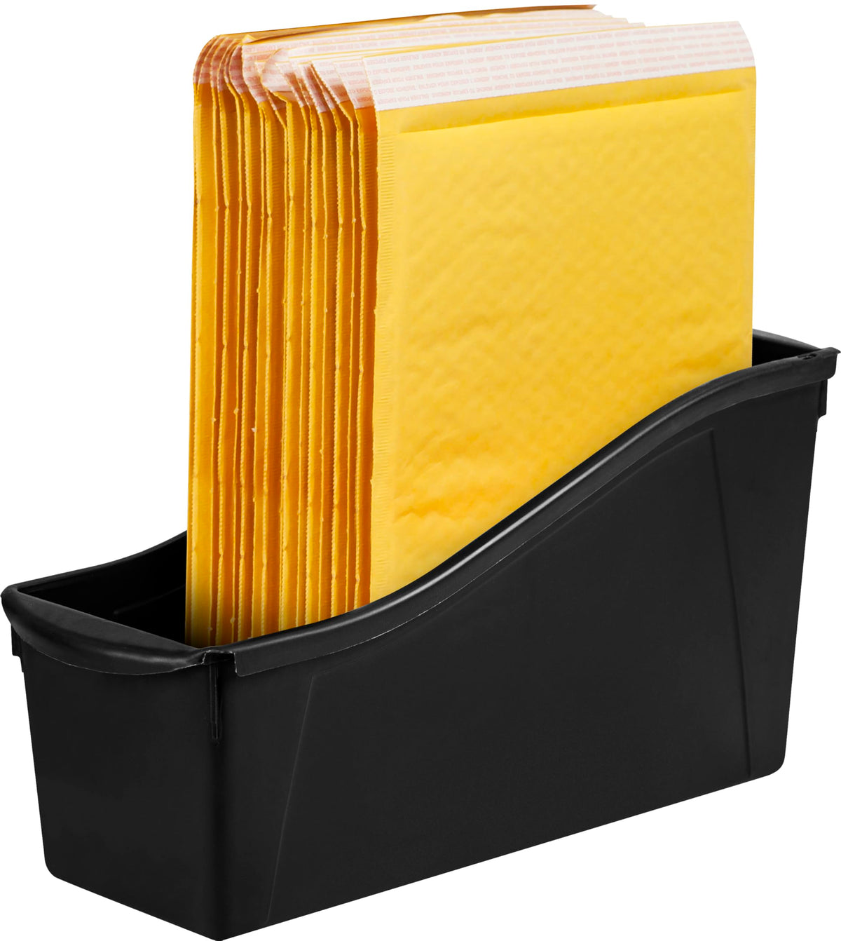 Storex Large Book Bin, Interlocking Plastic Organizer for Home, Office and Classroom, Black, 6-Pack (70109C06C)