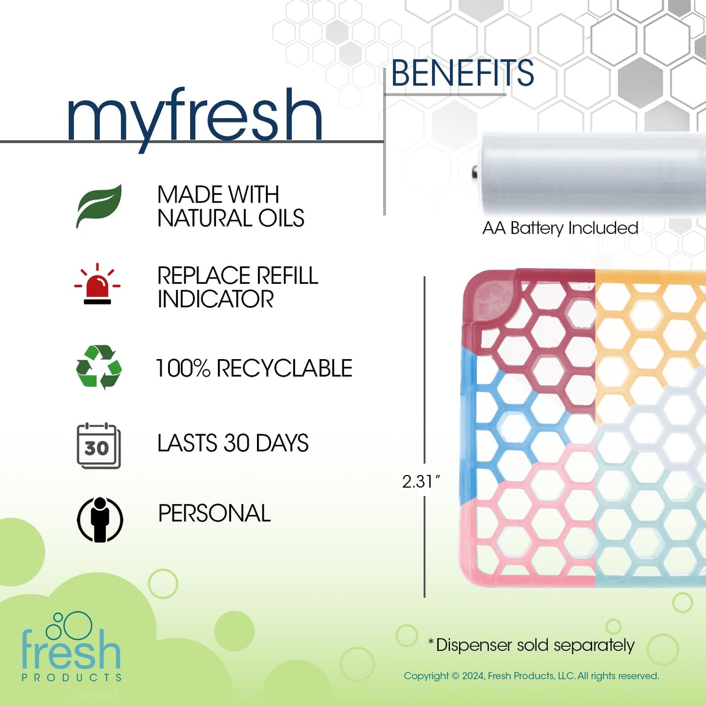 Fresh Products myfresh 2.0 Personal Air Freshener with Dry Fragrance Technology for Small Spaces Compact Design Motion Sensor Battery Included Variety Pack 6 pk