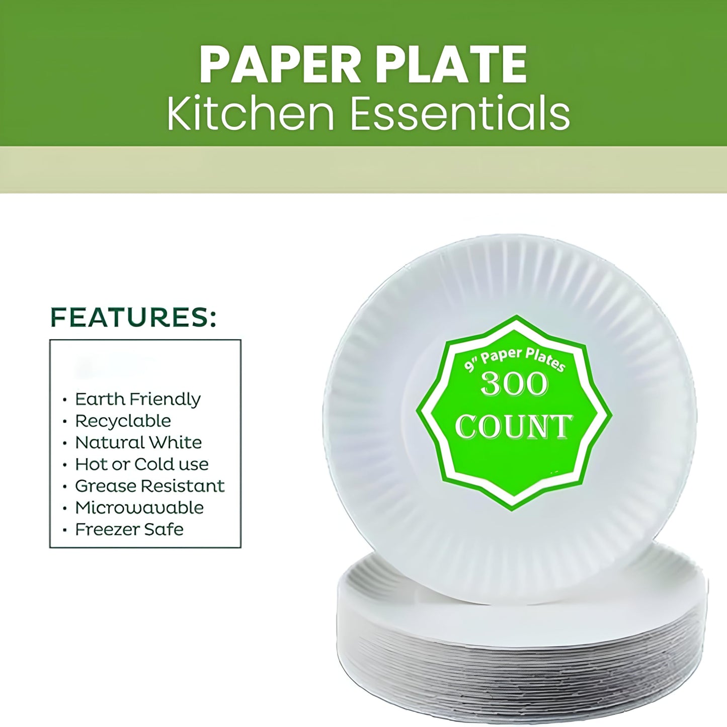 Perfect Stix Paper Plate 9-300 Paper Plates White, 9" (Pack of 300)