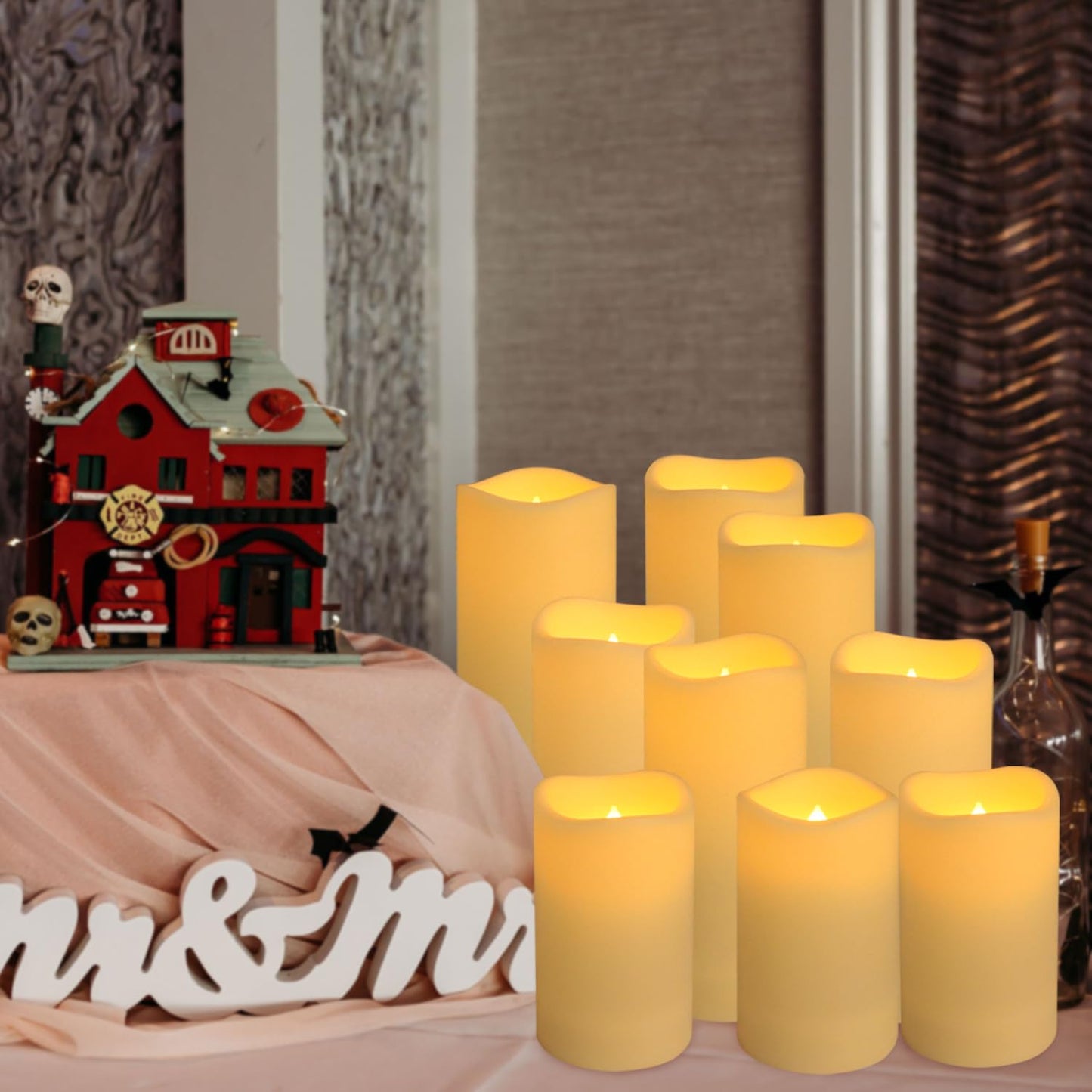 pliadvbu Flameless LED Candles 72 Pack, Outdoor Realistic Waterproof Votive Candles with 4 Remote Control and Timer for Halloween Wedding Festival Decor, (H 4" 5" 6" x D 2.2")…