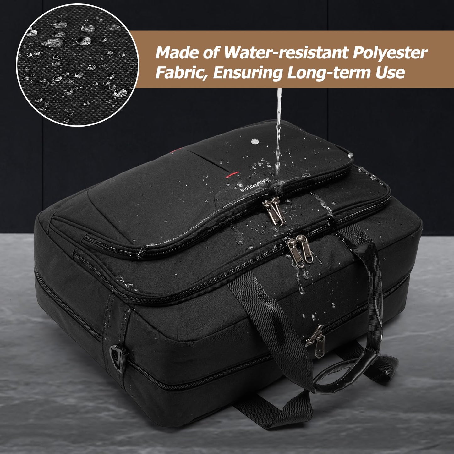 RAINSMORE 17.3 Inch Laptop Bag Expandable Briefcase for Men Large Water-Resistant Computer Messenger Bag Laptop Carrying Case for Work, Office, Travel, Black