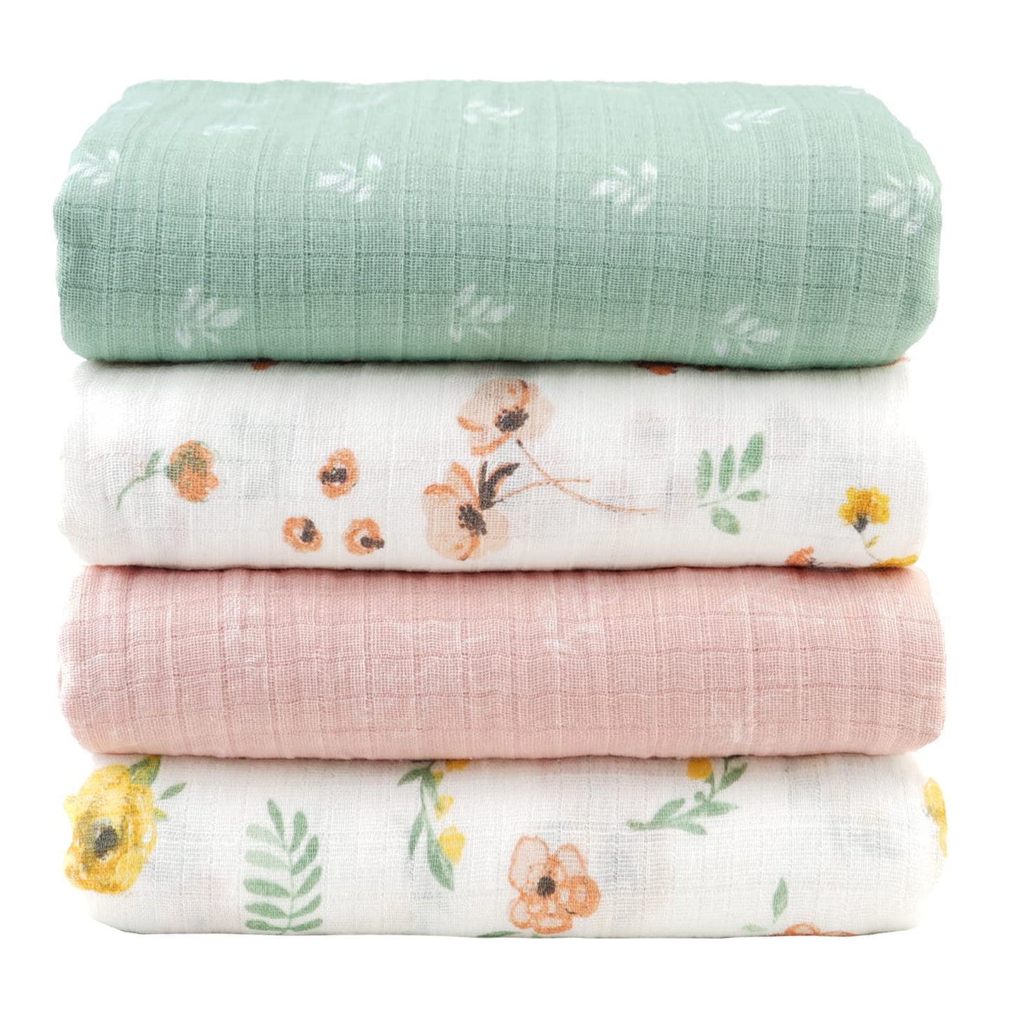 Viviland Swaddle Blanket, Muslin Swaddle Blanket for Boys Girls, 4 Pack Baby Swaddle Blanket Muslin Swaddle Receiving Blanket for Newborn, Muslin Blanket Soft Silky & Breathable, 47 X 47 inch