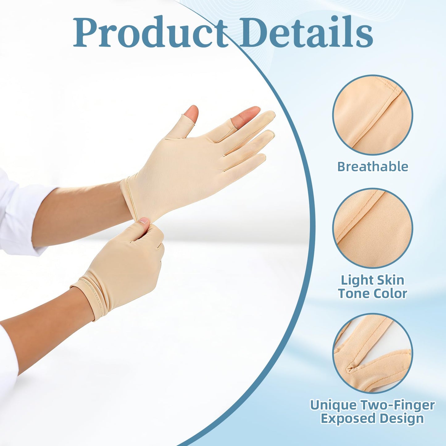 Shinymoon 3 Pairs Elderly Thin Skin Protector Gloves Fingerless Hand Protection Glove Thumb Index Fingers Cut Out Lightweight Soft Protective Glove for Prevent Bruising Cover Bruise Abrasion