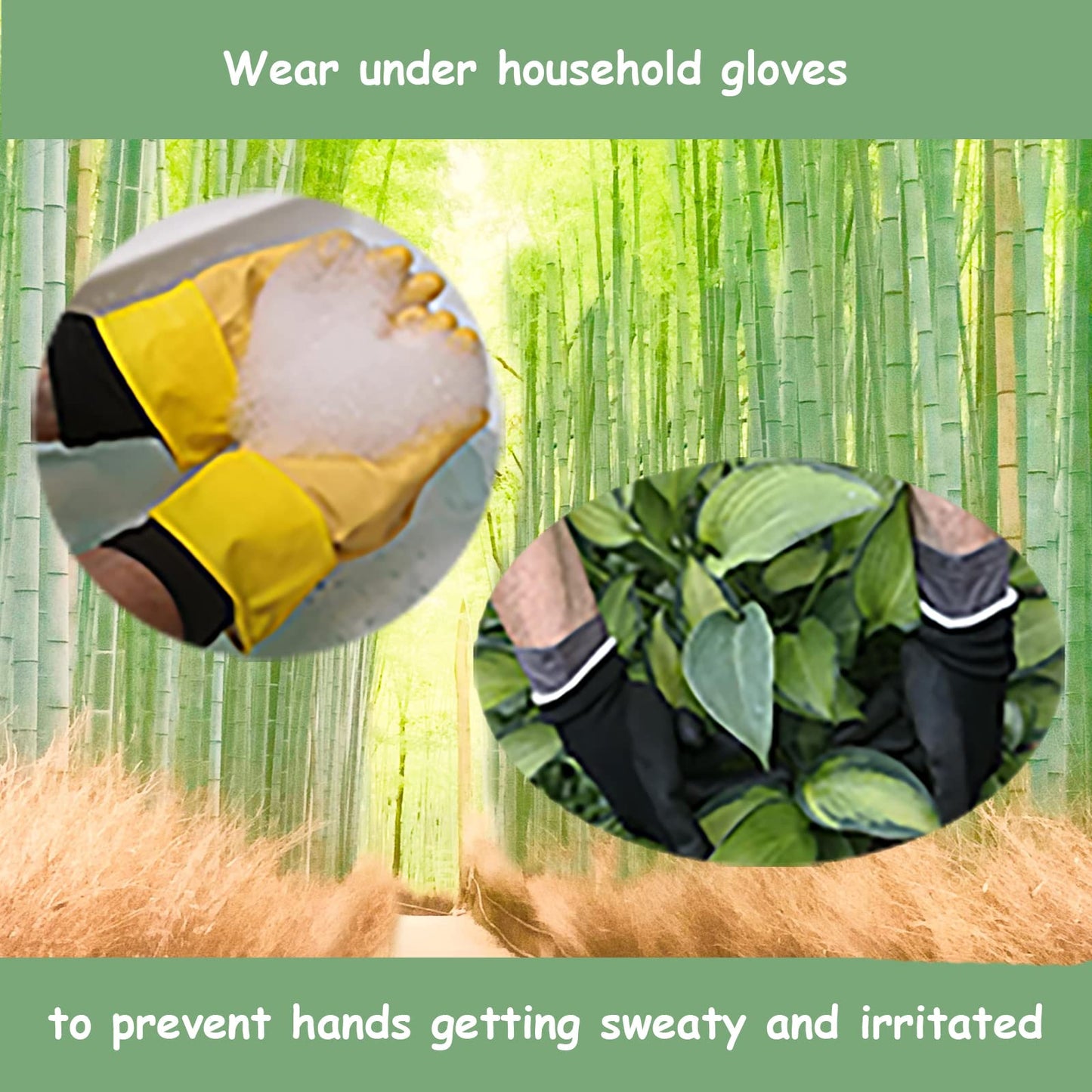 Bamboo Gloves for Eczema, Black, Small, Women, Dry Hands, Overnight Moisturizing Gloves, 3 Pairs
