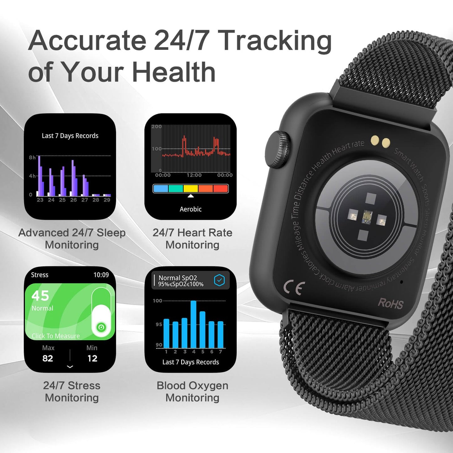 AI Smart Watch for Men, DA GPT AI Waterproof Smartwatch, 1.9" AMOLED Always-On Display, 24/7 Heart Rate, Blood Oxygen, Stress Sleep Monitor, 123 Sports Fitness Tracker, Compatible Android and iOS