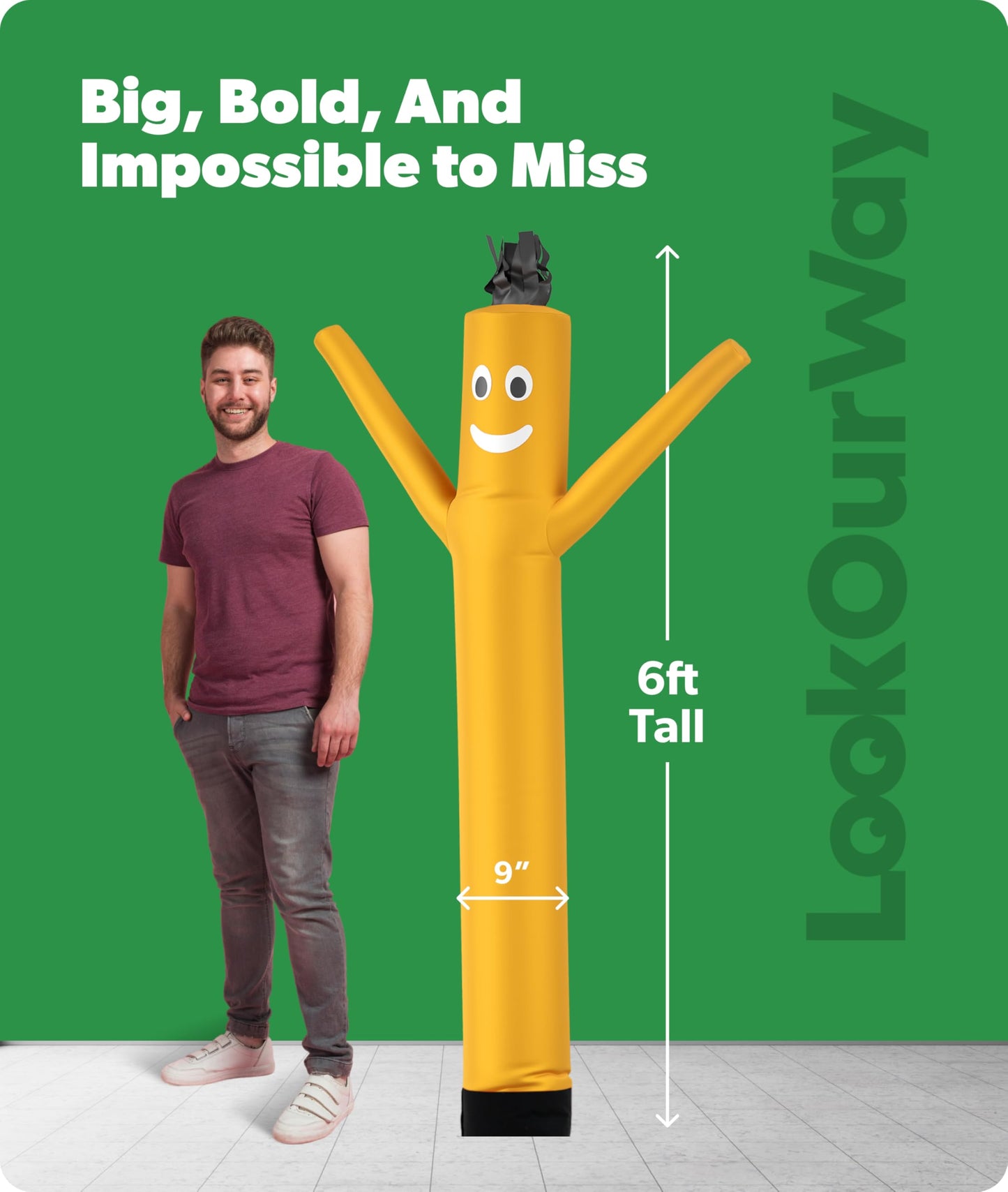 LookOurWay Air Dancers Wacky Waving Inflatable Tube Man Attachment - 7 Feet Tall Advertising Air Dancer Waving Man Inflatable Tube Guy - Blower Not Included - Yellow