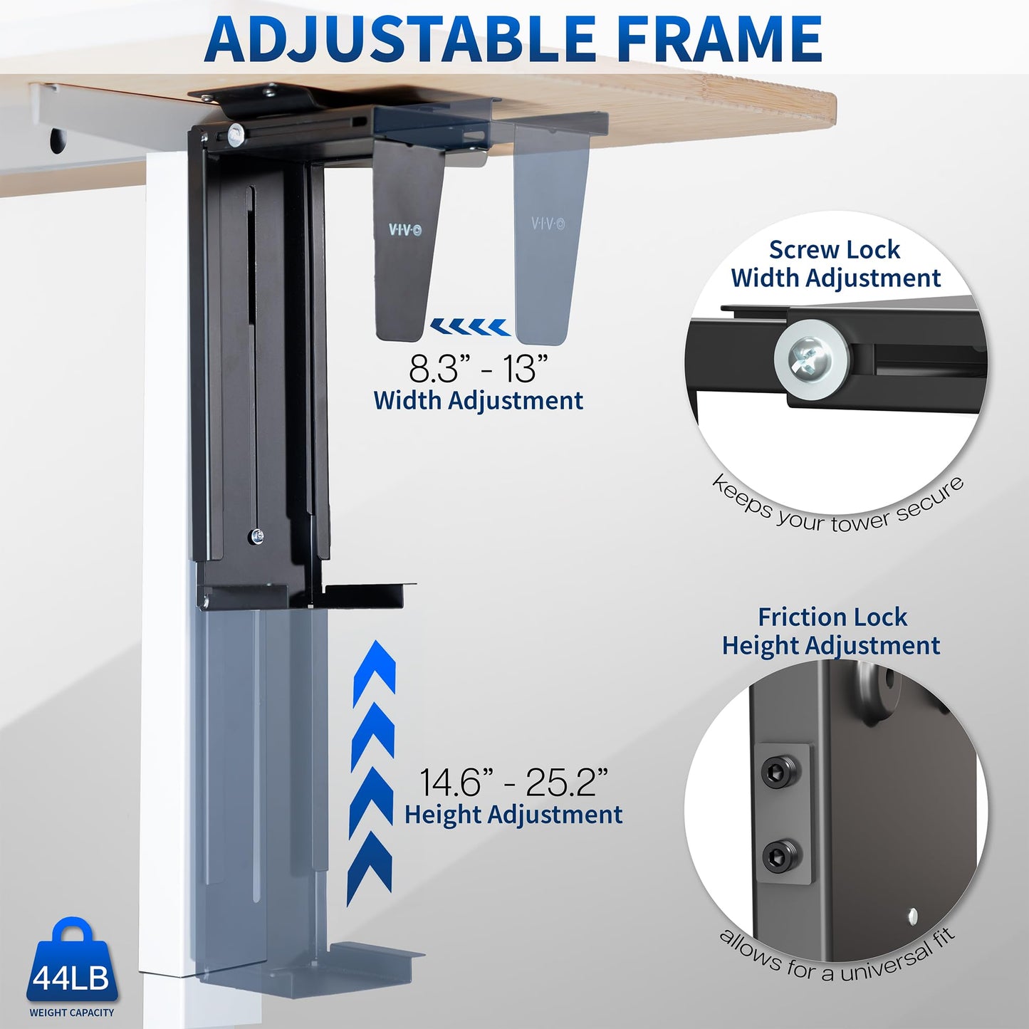 VIVO Large Under-Desk and Wall PC Mount, Computer Case Holder with 135° Swivel
