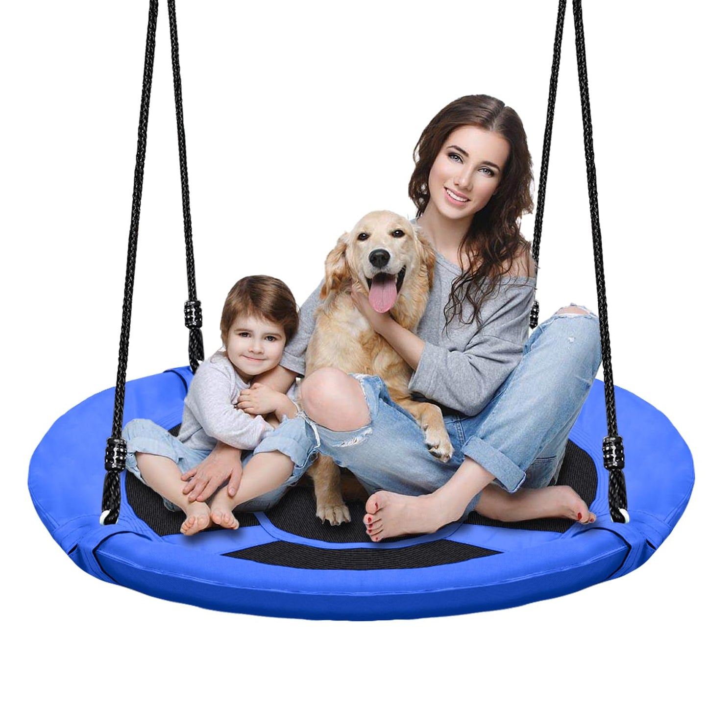 40 Inch Blue Saucer Tree Swing Set for Kids Adults 500lb Weight Capacity Waterproof Flying Swing Seat Outdoor Playground, Backyard