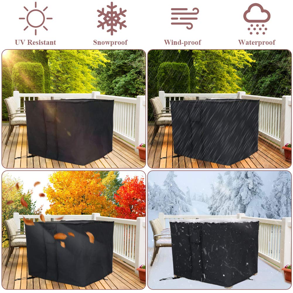 TwoPone Fire Pit Cover Square - Waterproof Windproof Anti-UV Heavy Duty Gas Fire Pit Cover, 32 Inch Patio Fire Table Cover