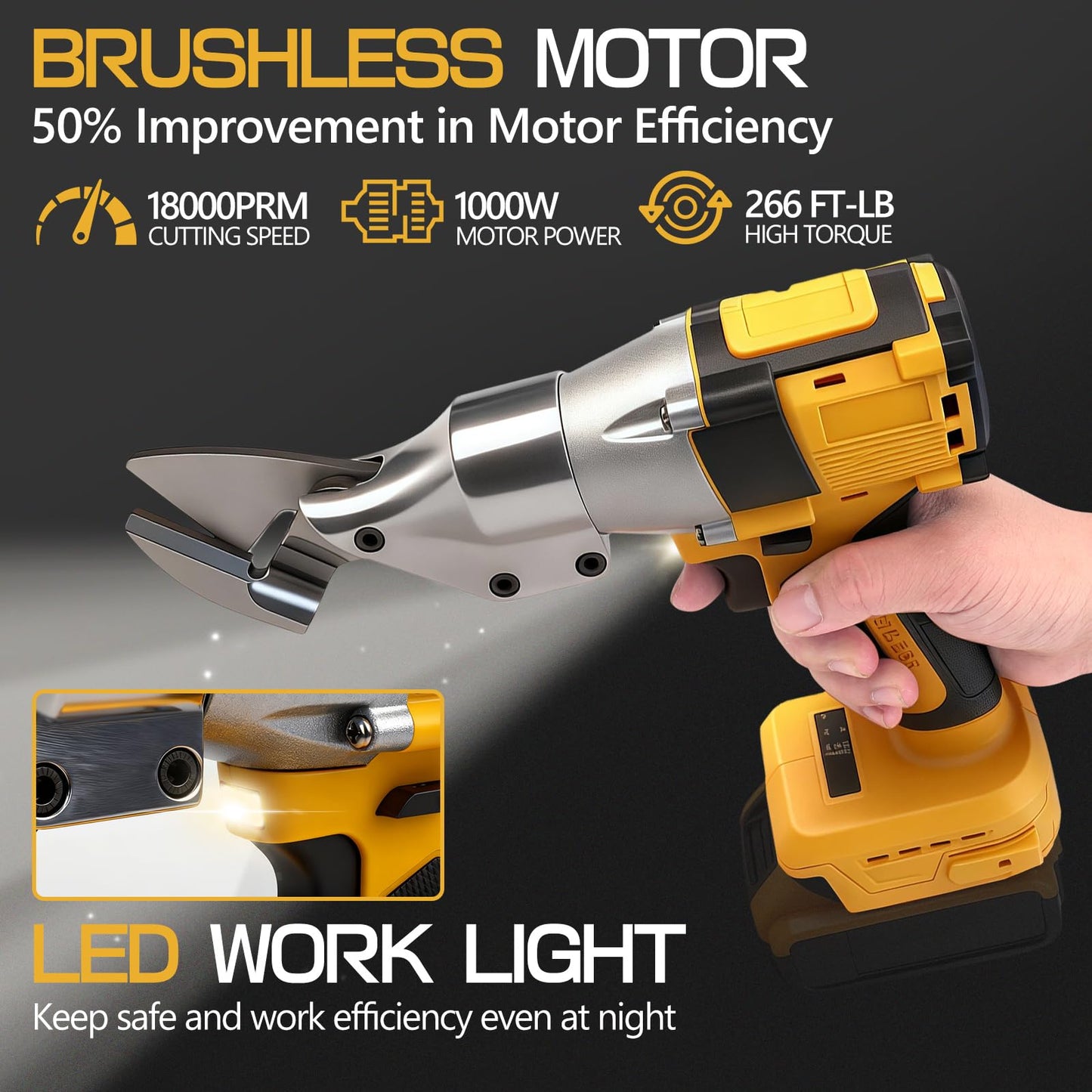 Cordless Metal Shear for DeWalt 20V Max Battery, 588N.m Electric Metal Scissors for Cutting 0-3mm Stainless Sheet, Metal, Iron, Carpet, Leather, Cardboard (Bare Tool, Without Battery)