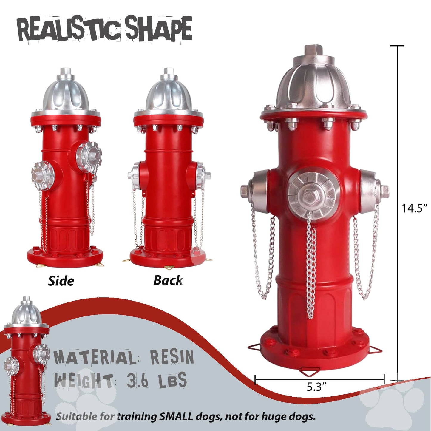 Dog Fire Hydrant Pee Post, Prefdo Puppy Pee Post Training Statue, Indoor Outdoor Fire Hydrant Decor Figurines for Yard Art Garden Lawn, Gift for Fireman (14.5 inch)