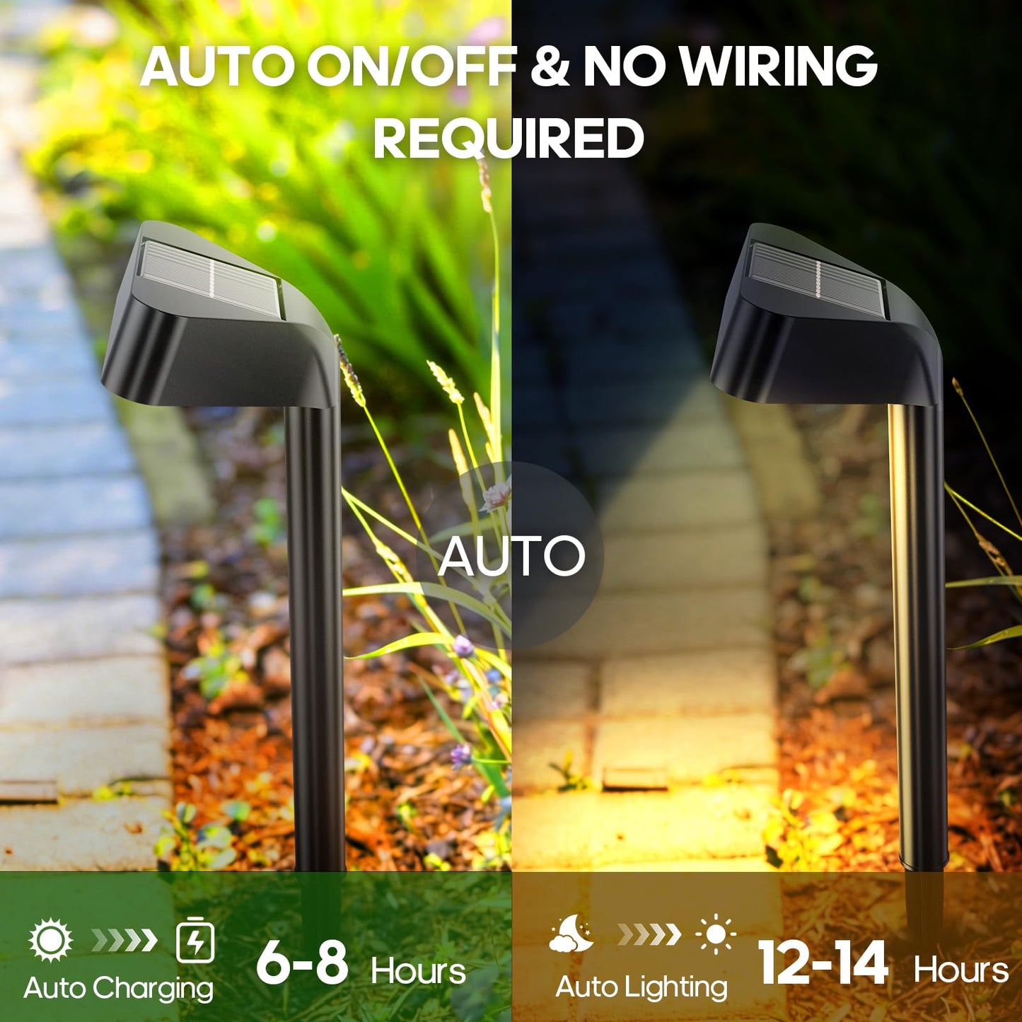 Solar Pathway Lights Outdoor, 4 Pack, 15 LED Brighter Solar Path Lights Waterproof with Upgraded Solar Panel, Up to 12Hrs Modern Landscape Lights for Backyard Garden Walkway Driveway Patio Lawn Decor