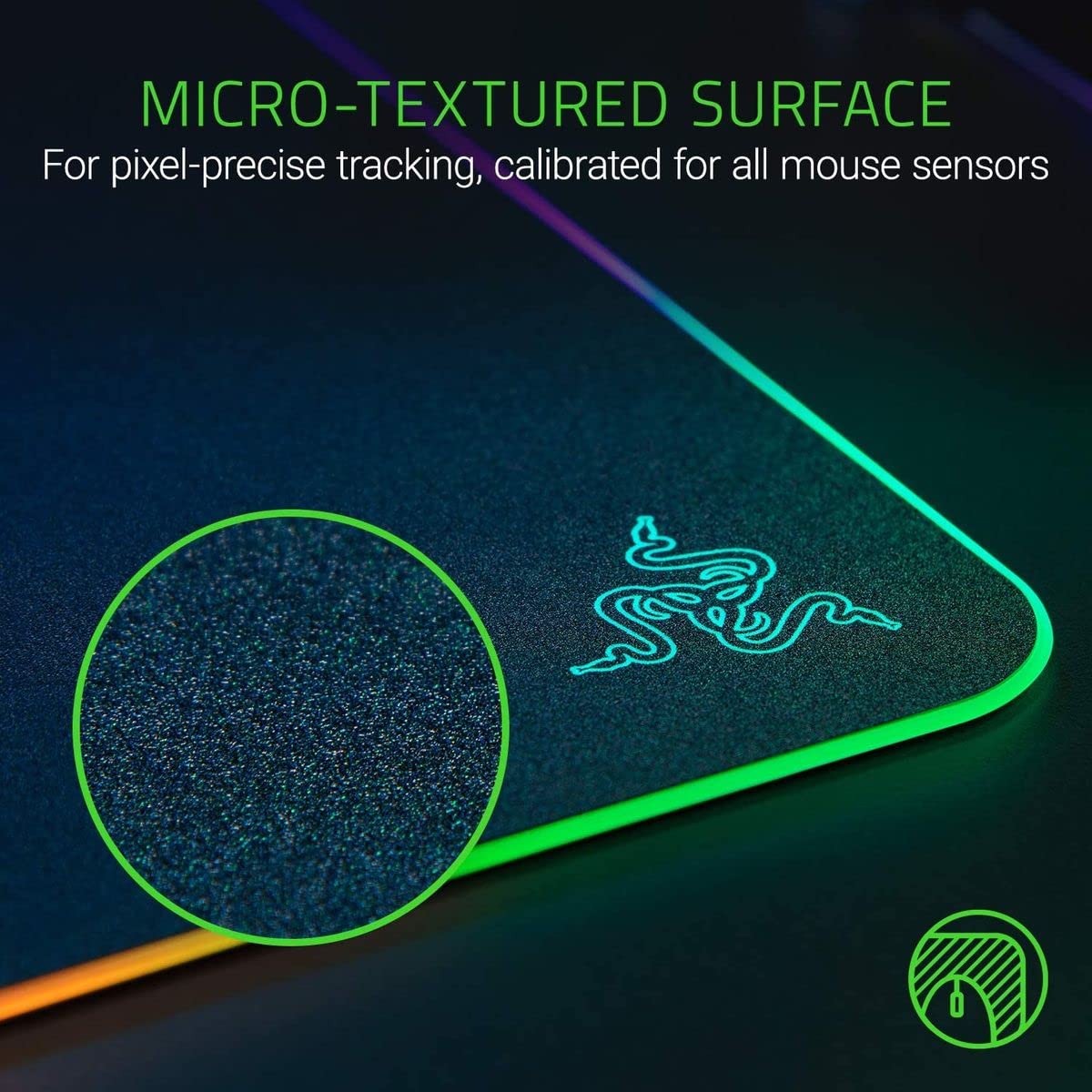 Razer Firefly Hard V2 RGB Gaming Mousepad: Customizable Chroma Lighting - Built-in Cable Management - Balanced Control & Speed - Non-Slip Rubber Base