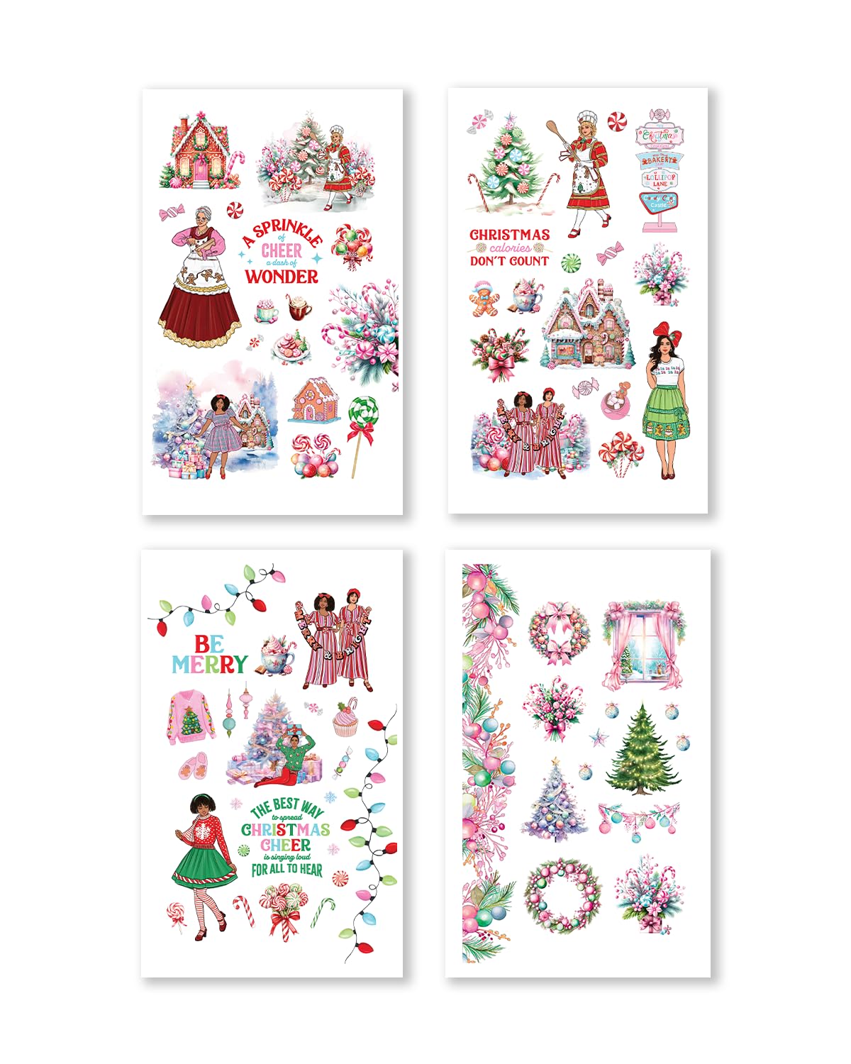 Santa’s Workshop Sticker Book – Pastel Christmas Planner Stickers with Fashion Illustrations – Holiday Scrapbooking and Journaling Stickers – by Rongrong Devoe