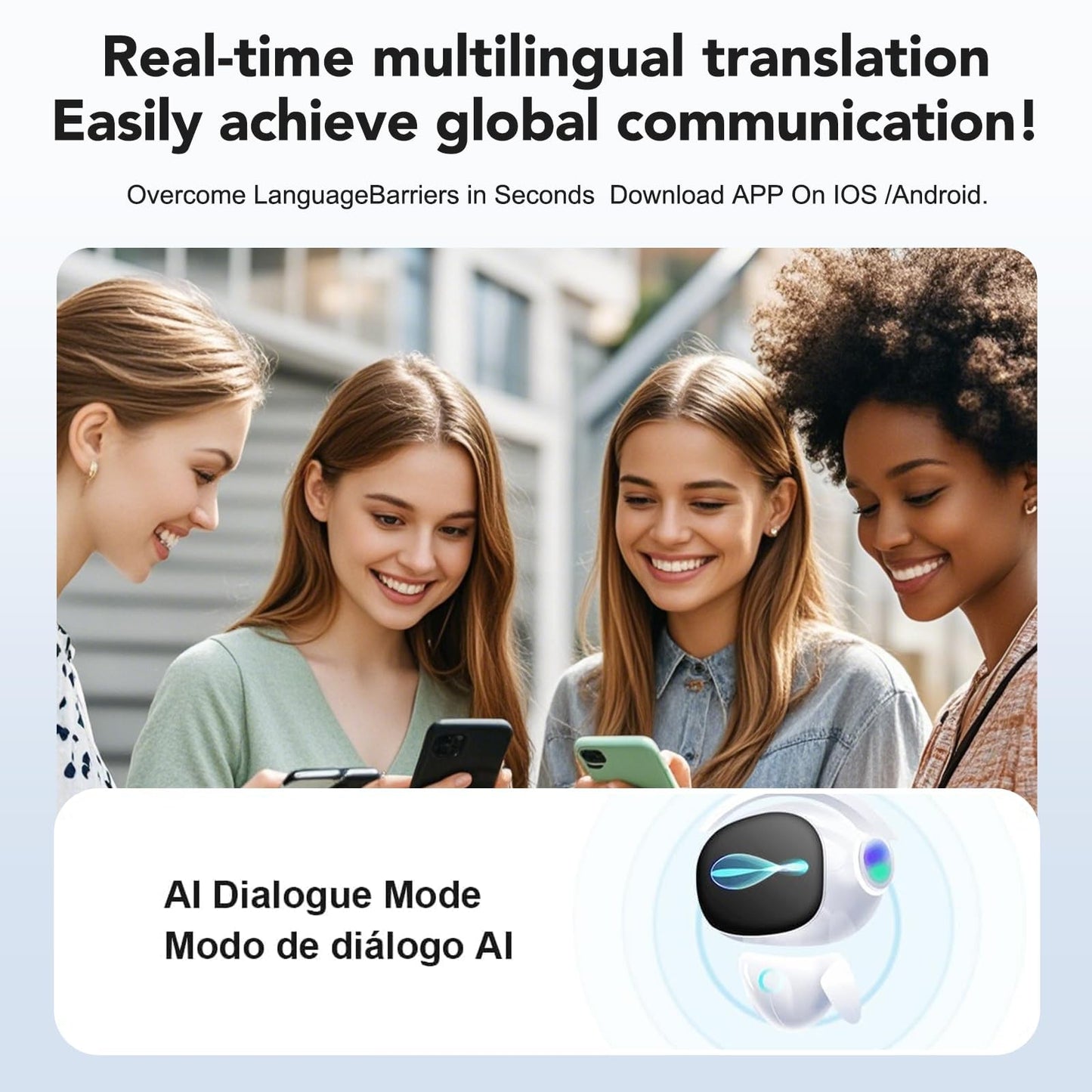 AI Language Translation Earbuds, Open Ear Earphones, LCD Touchscreen Bluetooth 5.4 Translator Earbuds, Real-time Translation for 142 Languages & Accents, for Business, Meeting, Travel