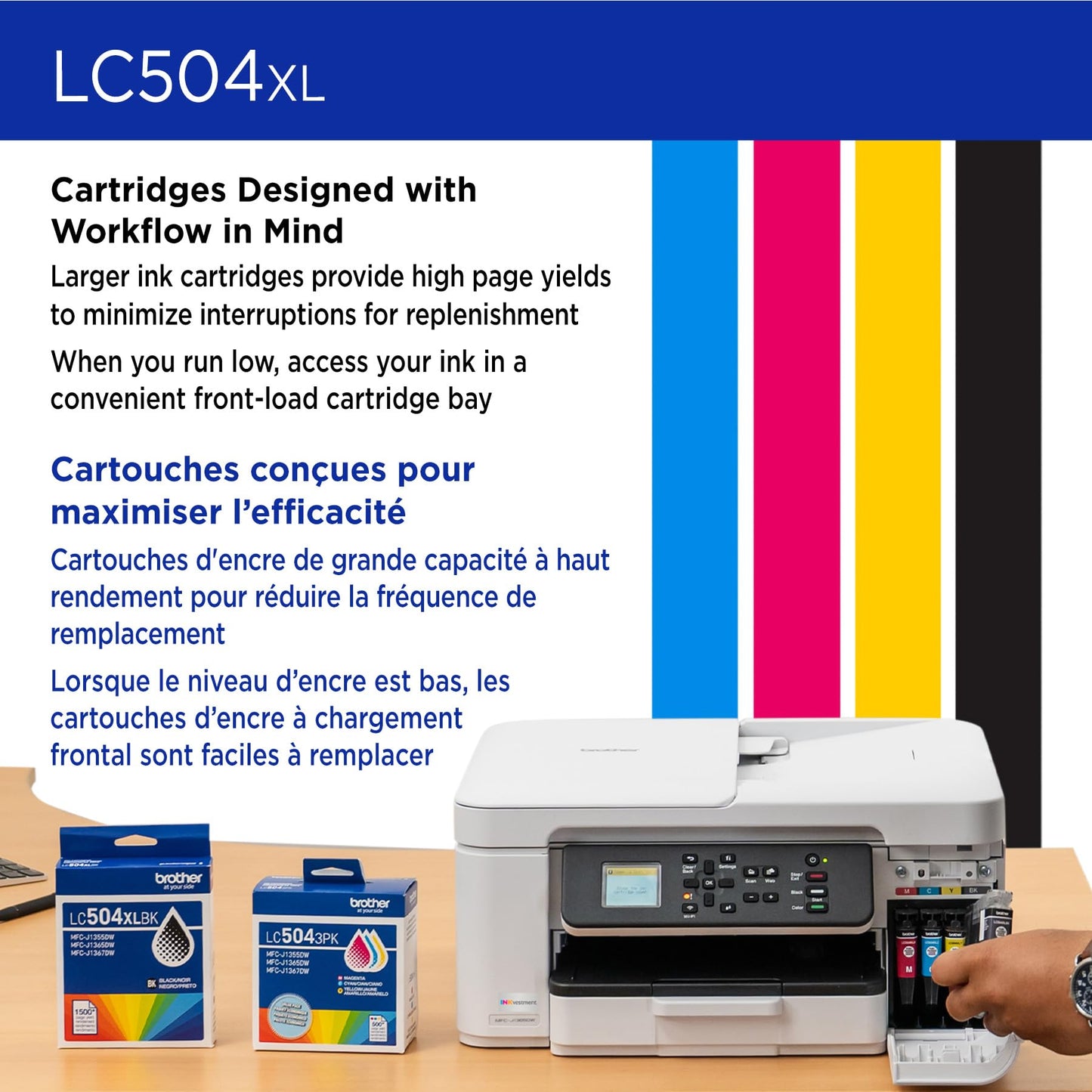 Brother Genuine LC504XLBKS High Yield Black Ink Cartridge for Brother Printer MFC-J1365DW