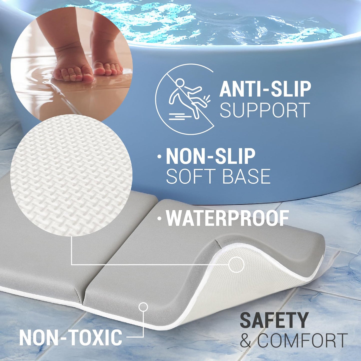 COLSEN Baby Bath Kneeler and Elbow Kneeling Rest Pad Set – Comfortable, 1.5” Thick, Painless, Non-Slip, Foldable Bathing Parent time Mat, with Toy Organizer for Babies and Toddler While Sitting Up