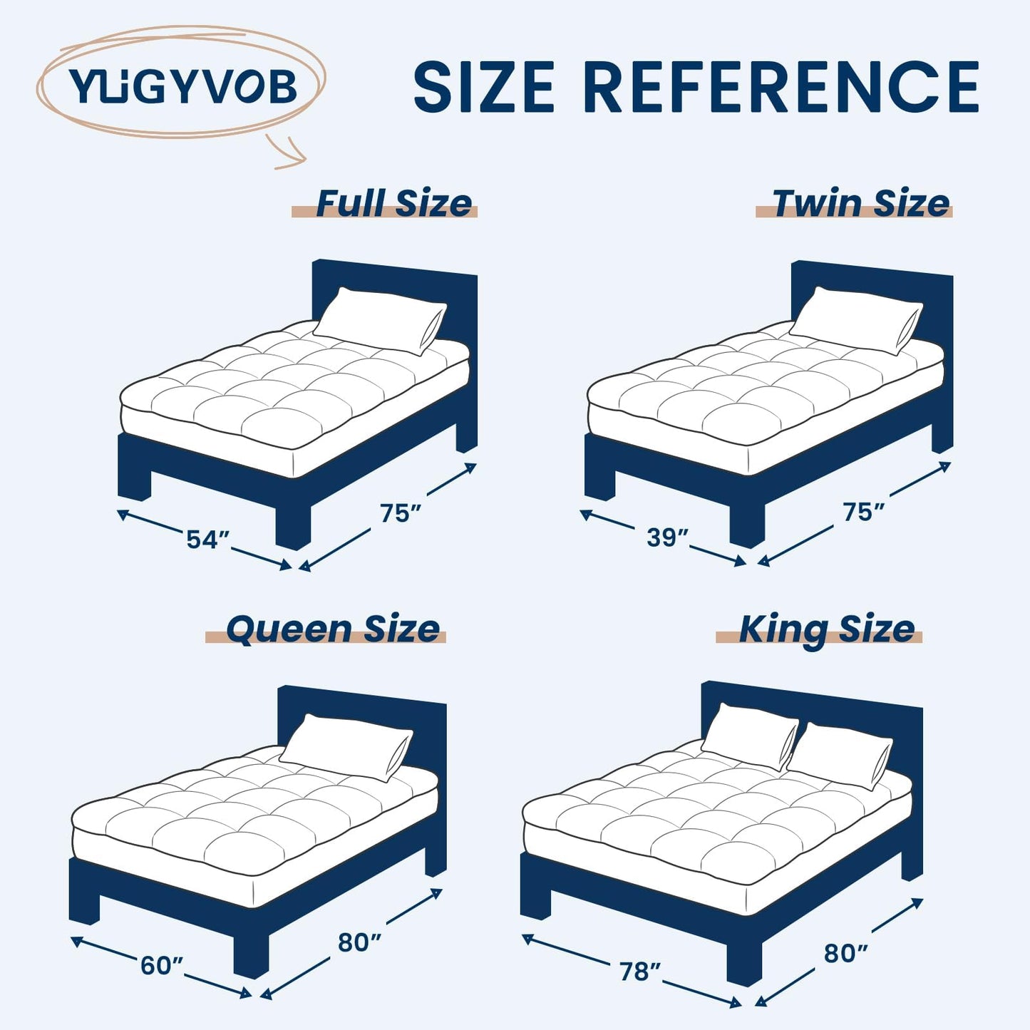 YUGYVOB Mattress Topper Queen Size, Thick Breathable Pillow Top Mattress Pad for Back Pain Relief, Deep Pocket Topper Fits 8"-20" (60×80 Inch)