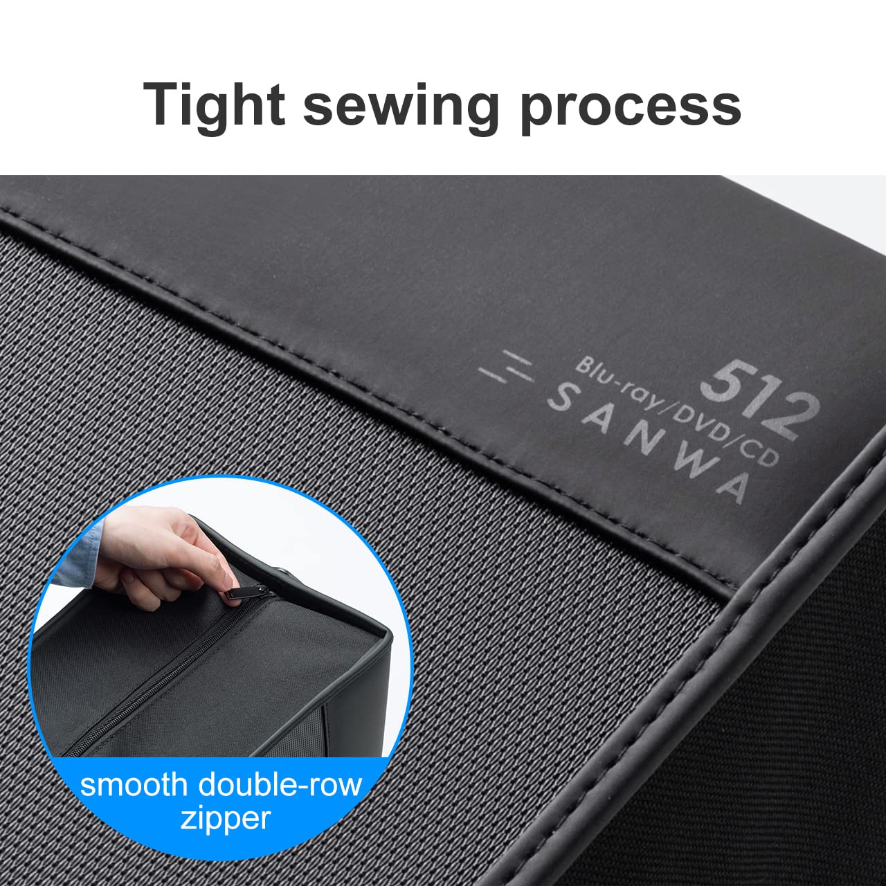 SANWA 320 Capacity CD Case, Blu Ray Case Holder, Movie Music Media Disc Wallet, Hardshell DVD VCD Binder Storage Box, Portable Zipper, EVA Protective Sleeve with Handle, for Car, Home, Office, Black