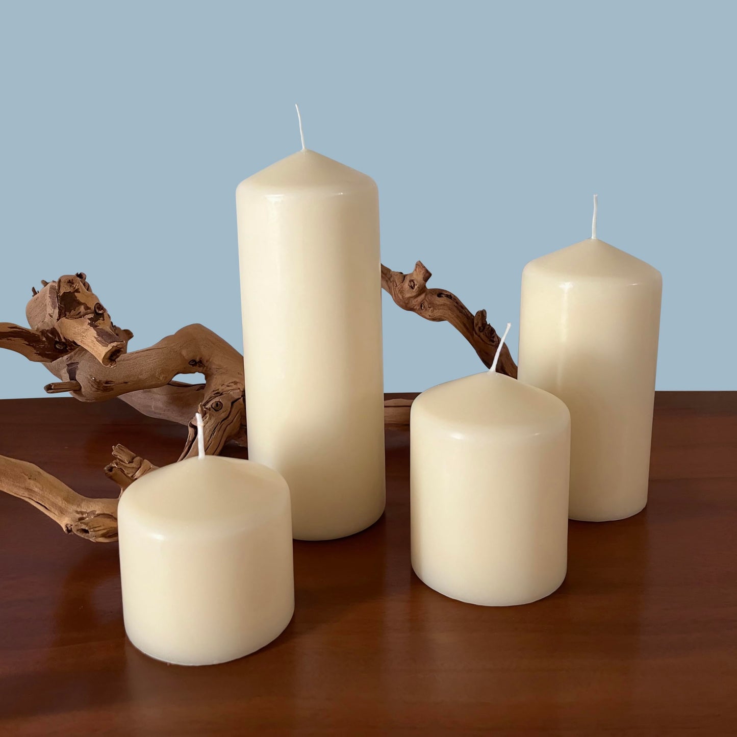 Stonebriar 6 Count Tall 3 x 6 Inch 65 Hour Long Burning Unscented Ivory Wax Pillar Candles, 65 Hour Burn Time