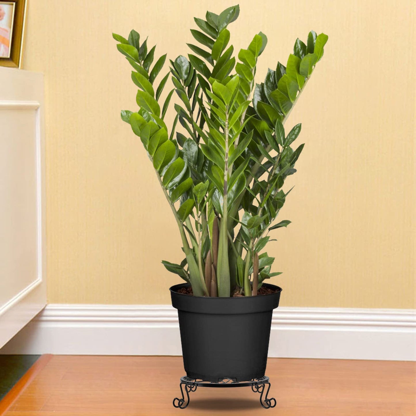 KEILEOHO 6 PCS 9 Inch Metal Plant Stand, Rustproof Iron Heavy Duty Flower Pot Stand Holder Round Plant Shelf Holder Rack for Indoor Outdoor Plants, Garden, Patio Home Decor, Black