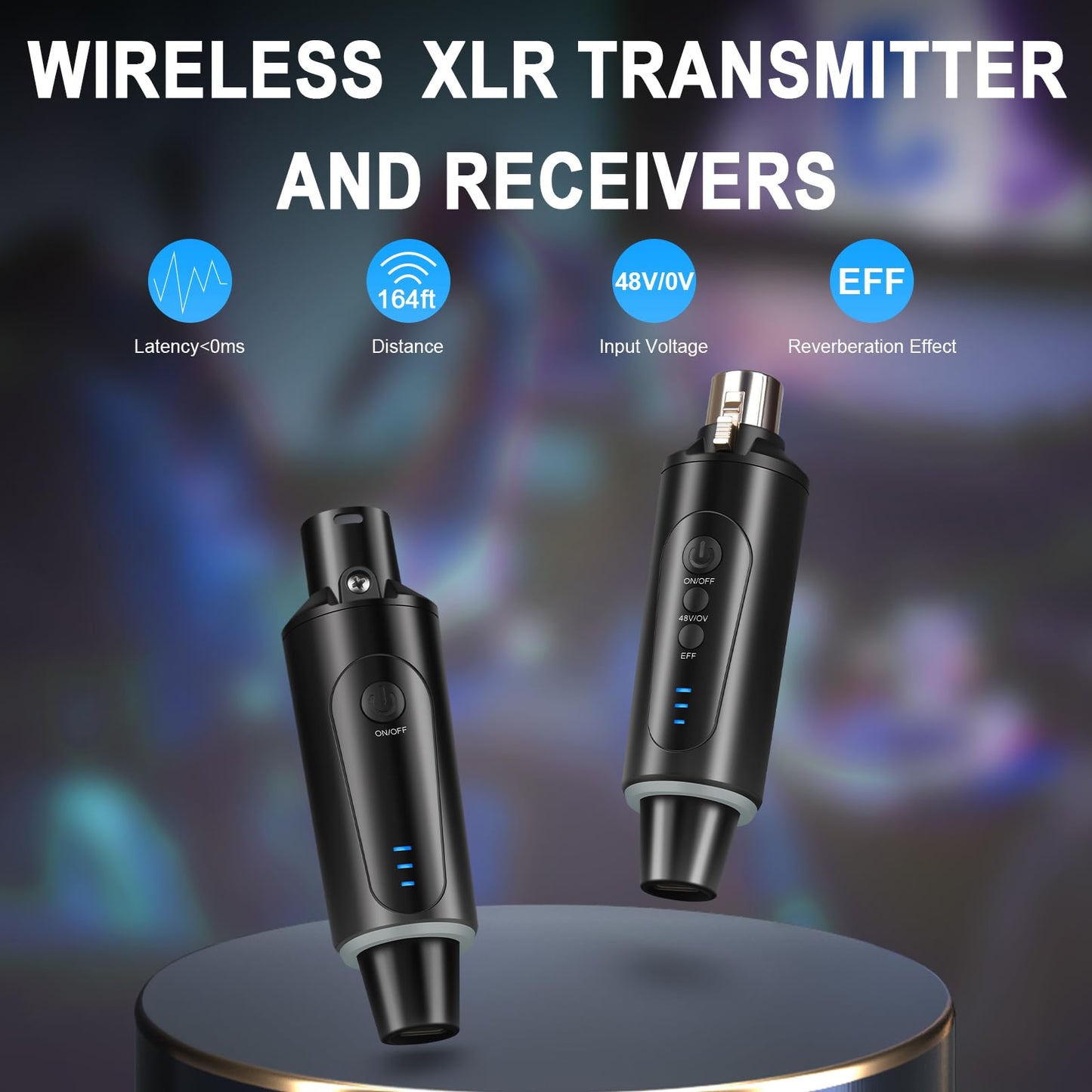 Depusheng S5 Wireless Microphone System Wireless Guitar Transmitter Receiver with XLR Plug-on Dynamic and 48V Condenser Microphones, Sound Mixer, 48V Phantom Power and Reverb Switch