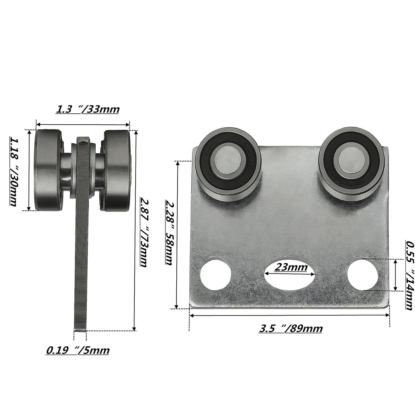 BiJun 4 Wheel Trolley Assembly Roller Bearing Trolley Assembly for Use with 1-5/8" Wide and All1-5/8 Taller Strut Channel 2pc (4)