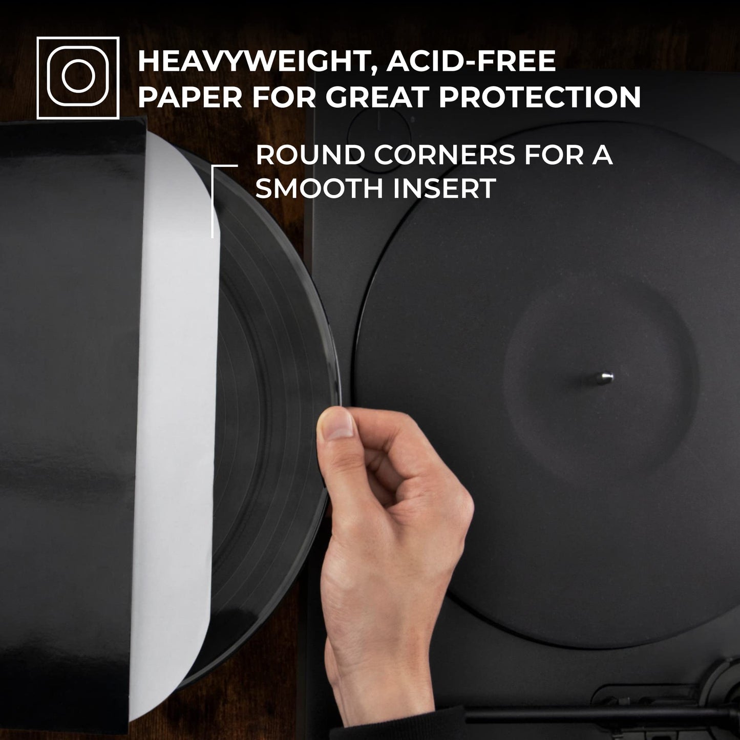 BIG FUDGE Vinyl Record Inner Sleeves - 12 inch x 50 Pcs - Heavyweight & Acid-Free Paper Album Covers - Anti Static Protective Sleeve for Your LP & Single Records
