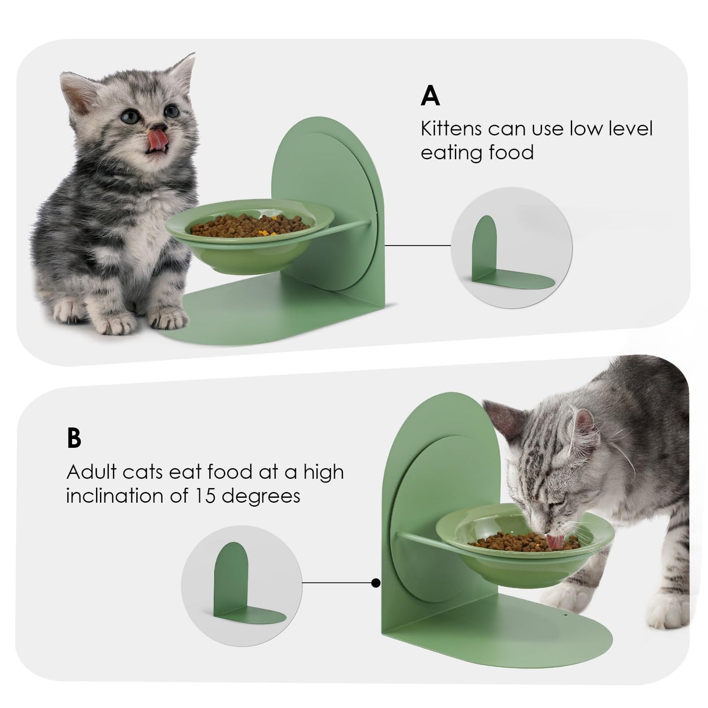2-Pack Adjustable Cat Bowls with Magnetic Iron Stand & Ceramic Bowls – Dual Height & Angle Adjustable, Non-Slip Design for Comfortable Feeding