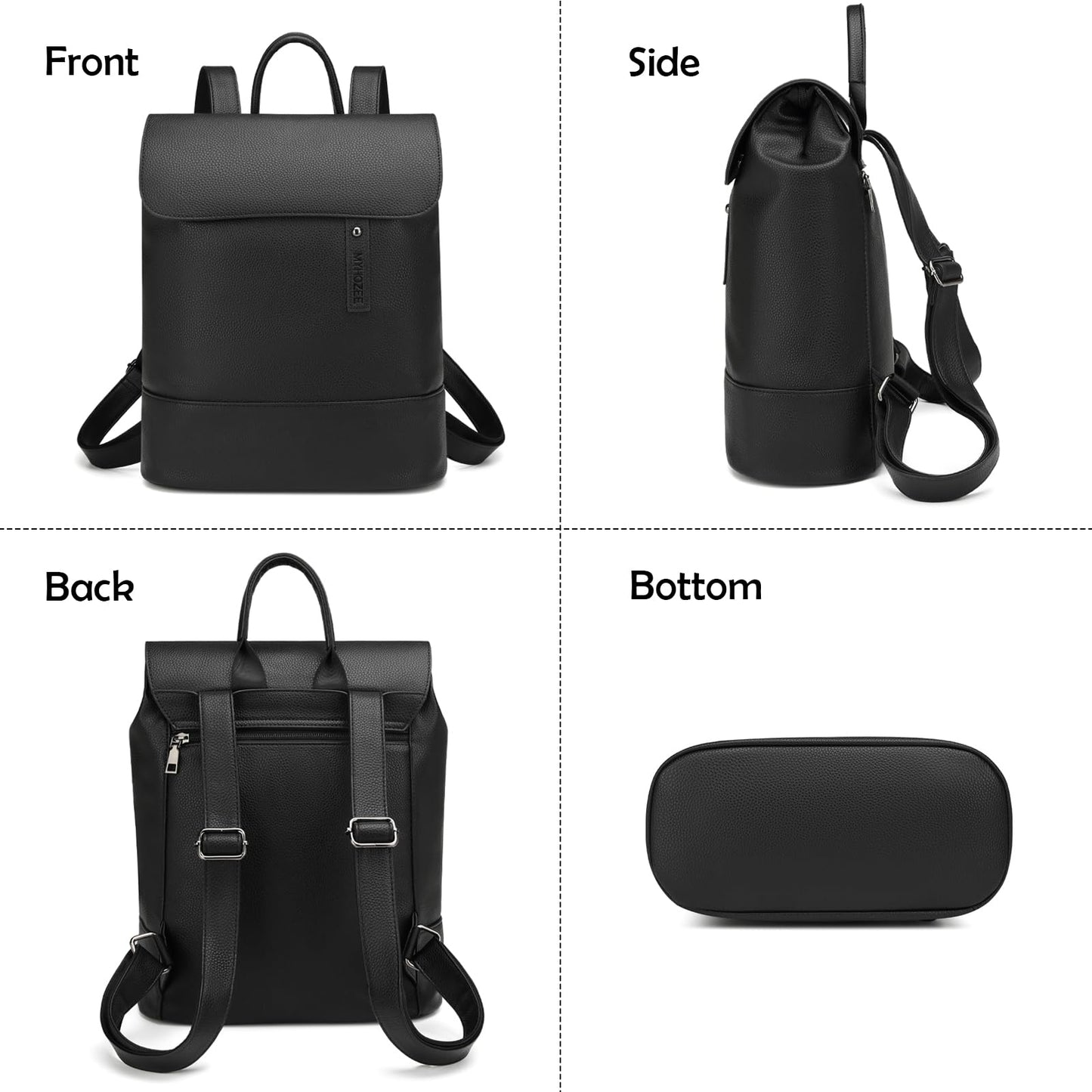 MYHOZEE Laptop Backpack for Women and Men, PU Leather Backpack Purse Computer Bag Fits 14 Inch Notebook Travel Work Daypacks