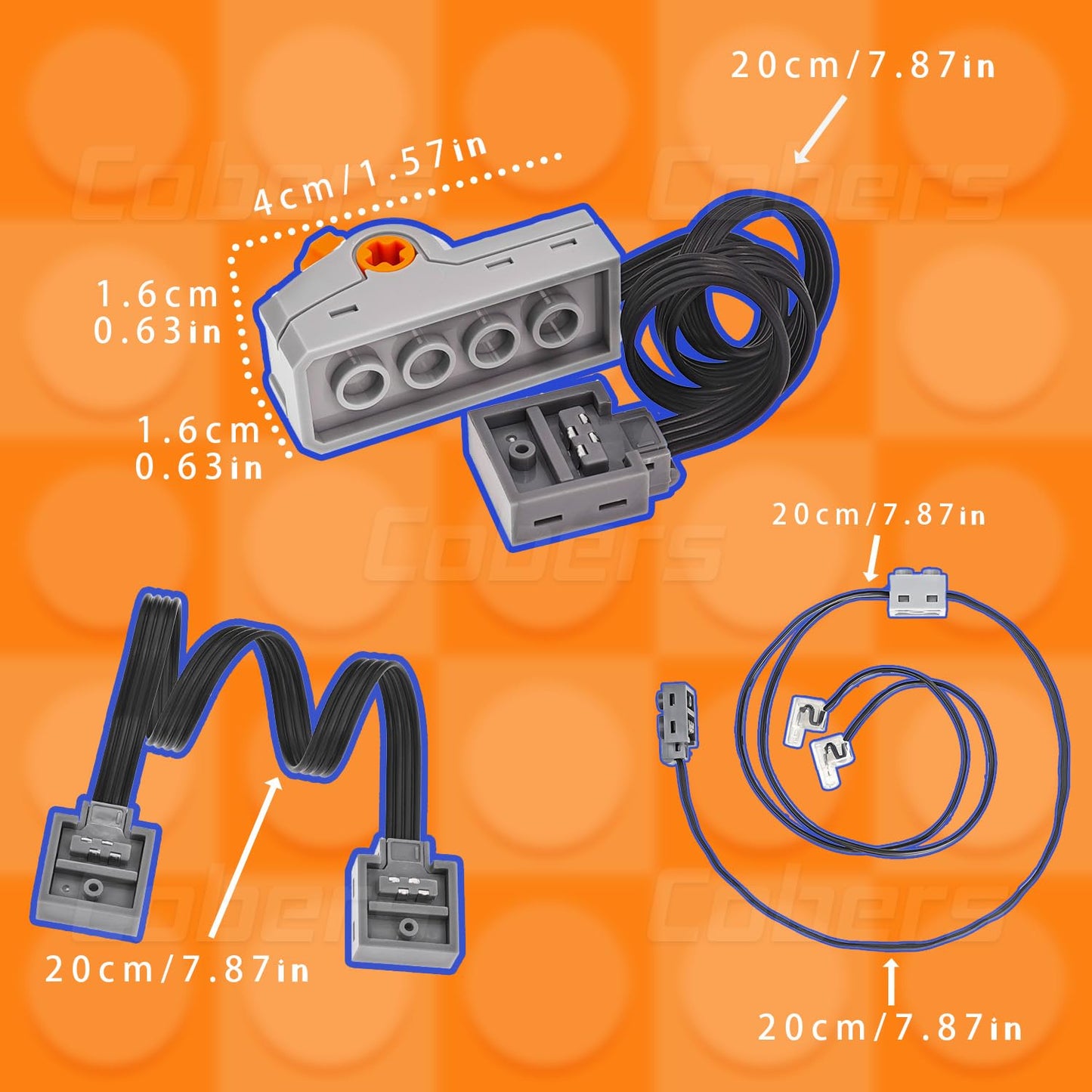Cobers 9Pcs Power-Function Kits Set Compatible with Major Brand Technic-Parts Motor-Set IR Receiver Adjustable Speed Remote-Control AA Battery Box Switch Light Extension Wire