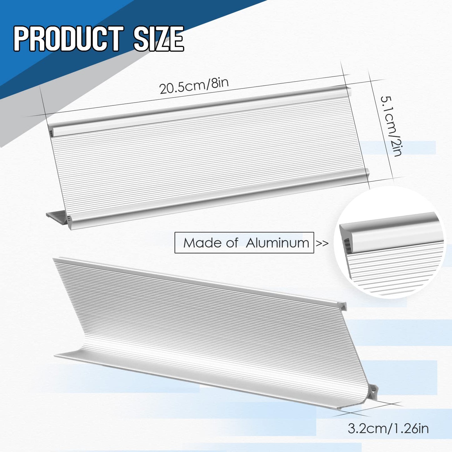 LEIFIDE 12 Pack Aluminum Name Plate Holder for Desk 2 x 8 Inch Blank Name Plates Office Business Desk Holder Desktop Table Display for End of Year School Business Office Teacher Classroom(Silver)
