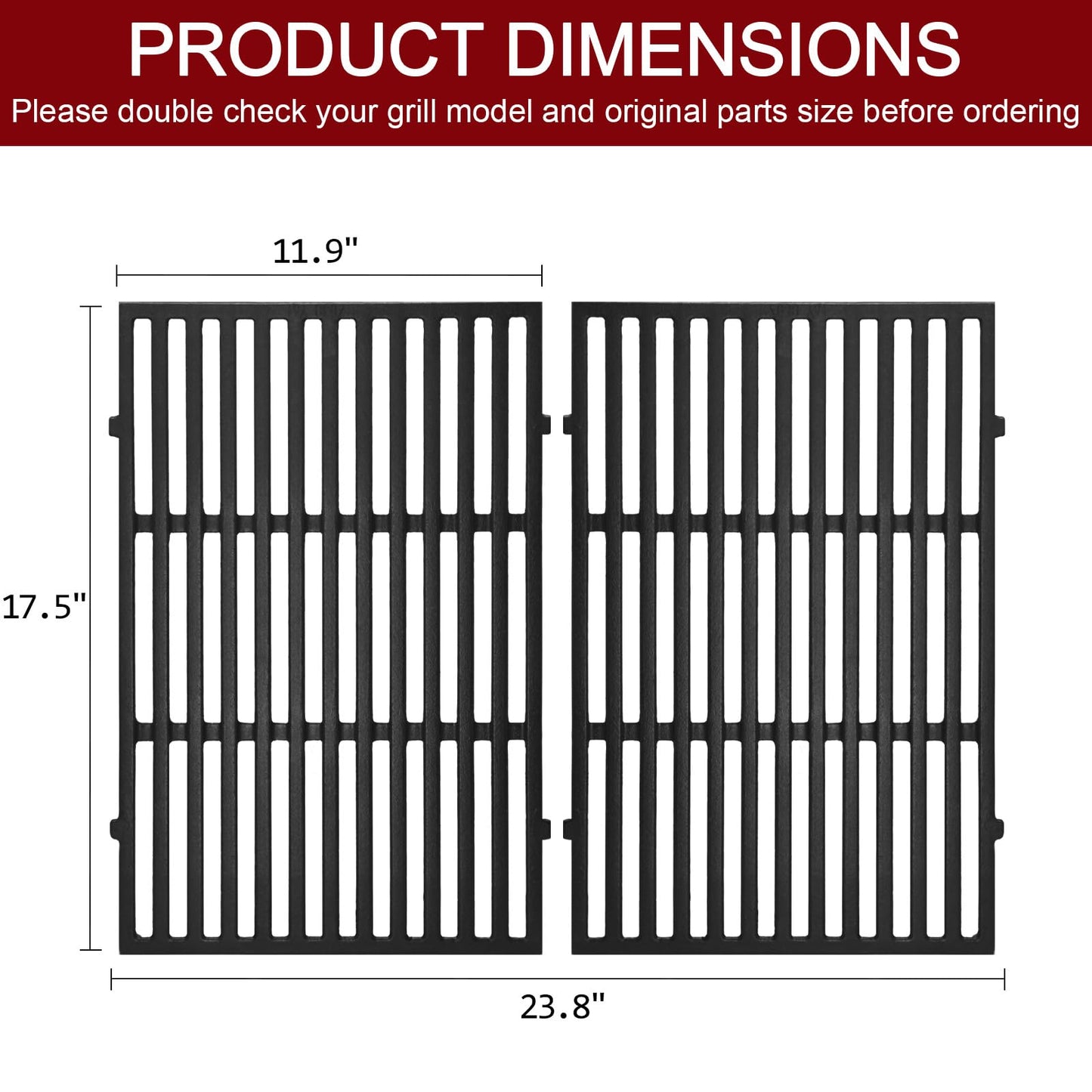 Hiorucet 7638 Cooking Grate for Weber Spirit 300 Series E/S 310 E/S 320 E/S 330, Spirit 700 Series, Genesis Silver B/C, Genesis Gold B/C, Platinum B/C, Genesis 1000-3500 Grill Grid, 17.5" BBQ Grate
